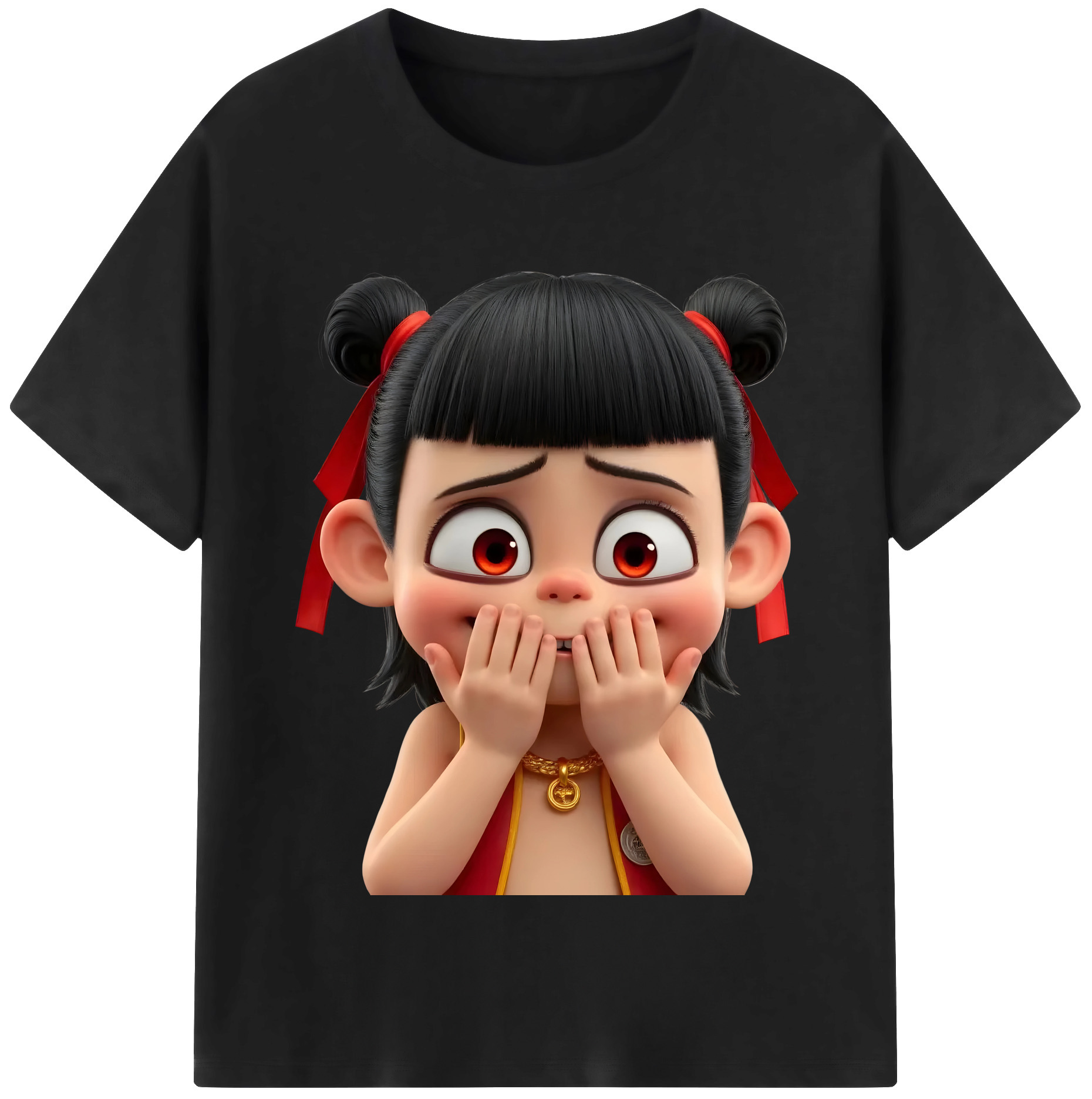 （画像用） Ne Zha 2 ナタ 魔童の大暴れ レディースカジュアルプリントTシャツ（綿100％）