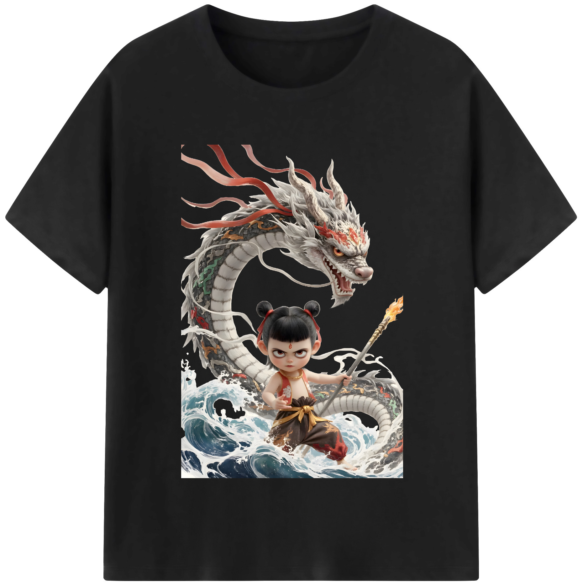 （画像用） Ne Zha 2 ナタ 魔童の大暴れ レディースカジュアルプリントTシャツ（綿100％）