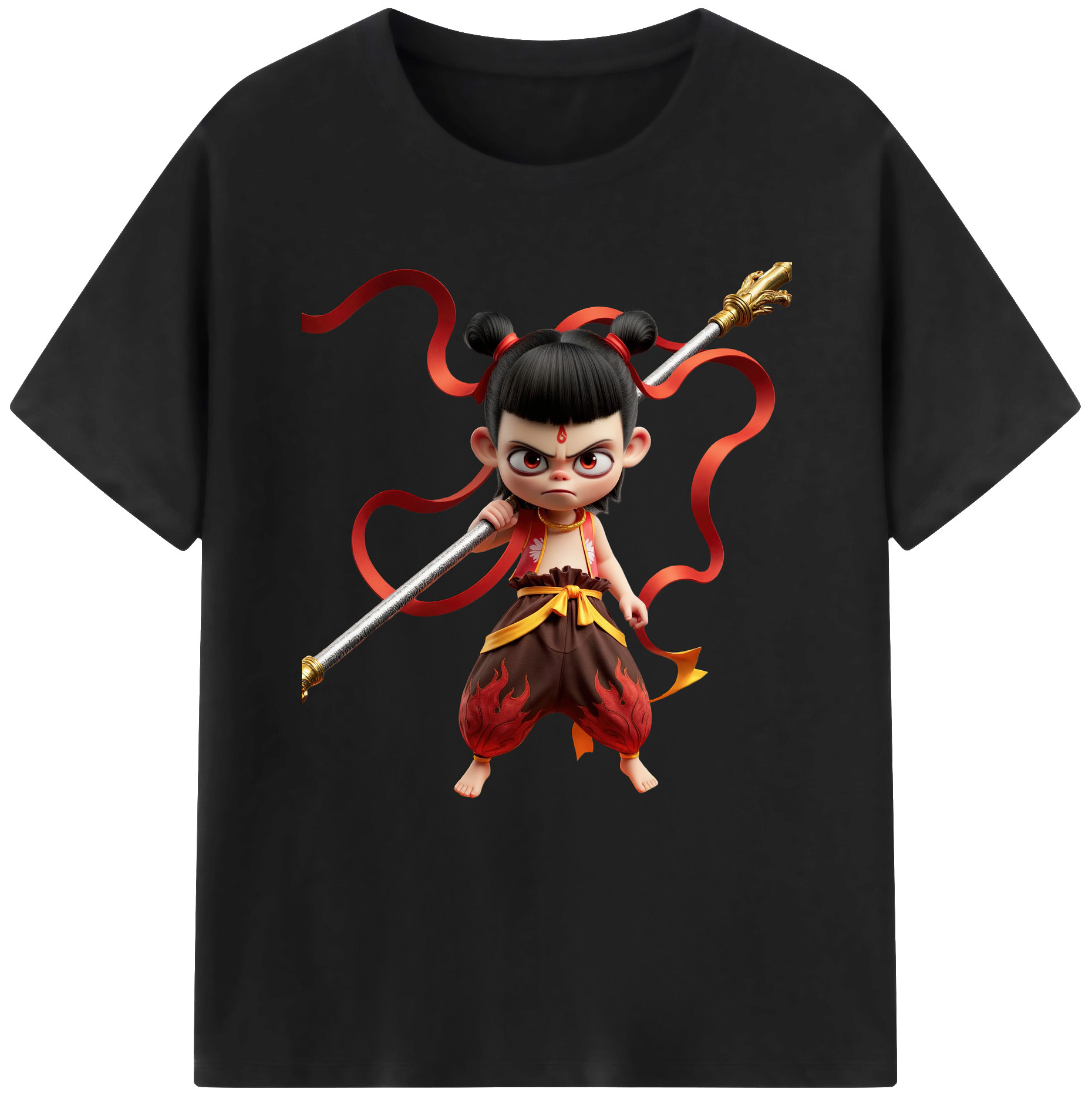 （画像用） Ne Zha 2 ナタ 魔童の大暴れ レディースカジュアルプリントTシャツ（綿100％）