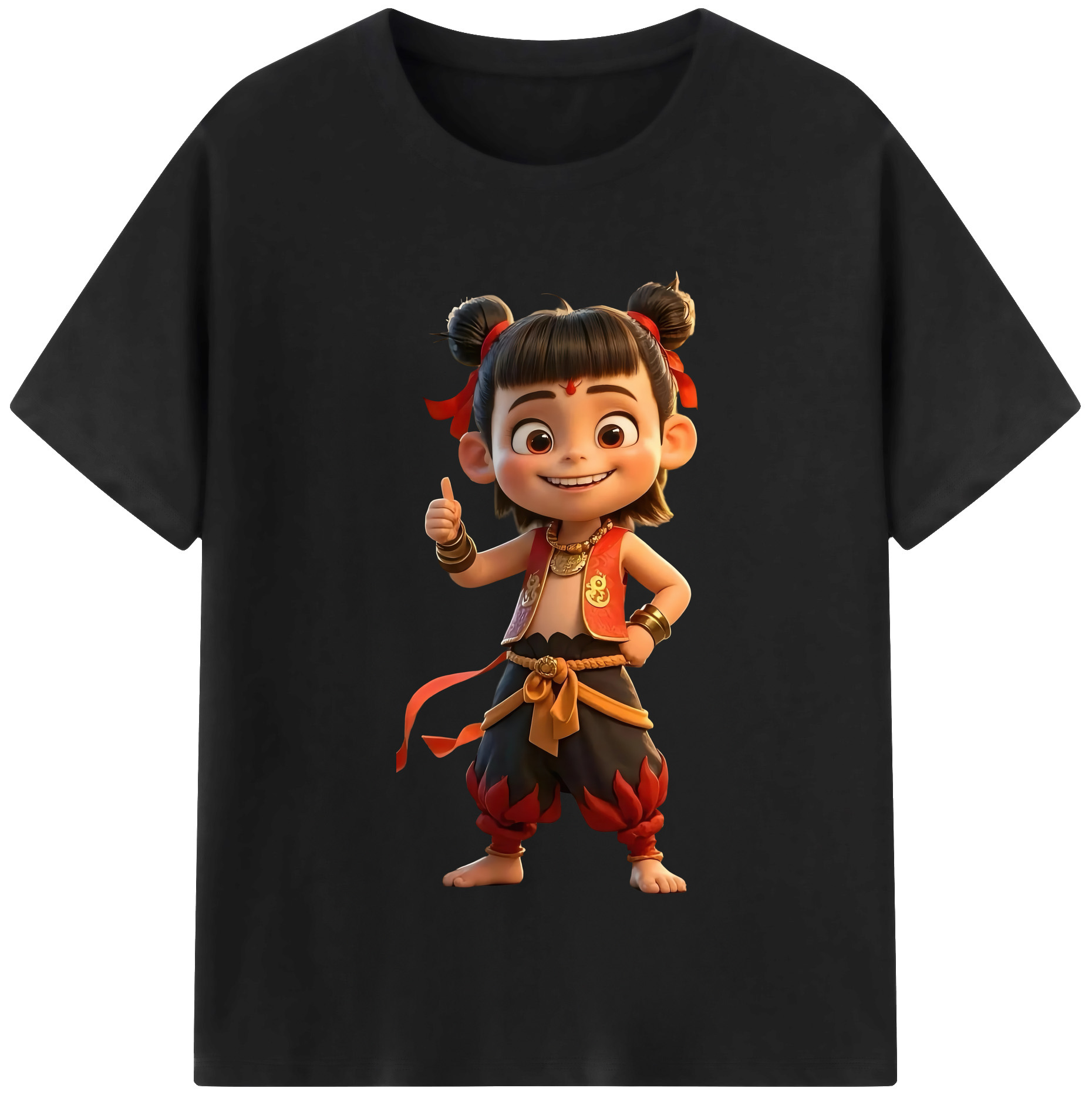 （画像用） Ne Zha 2 ナタ 魔童の大暴れ レディースカジュアルプリントTシャツ（綿100％）