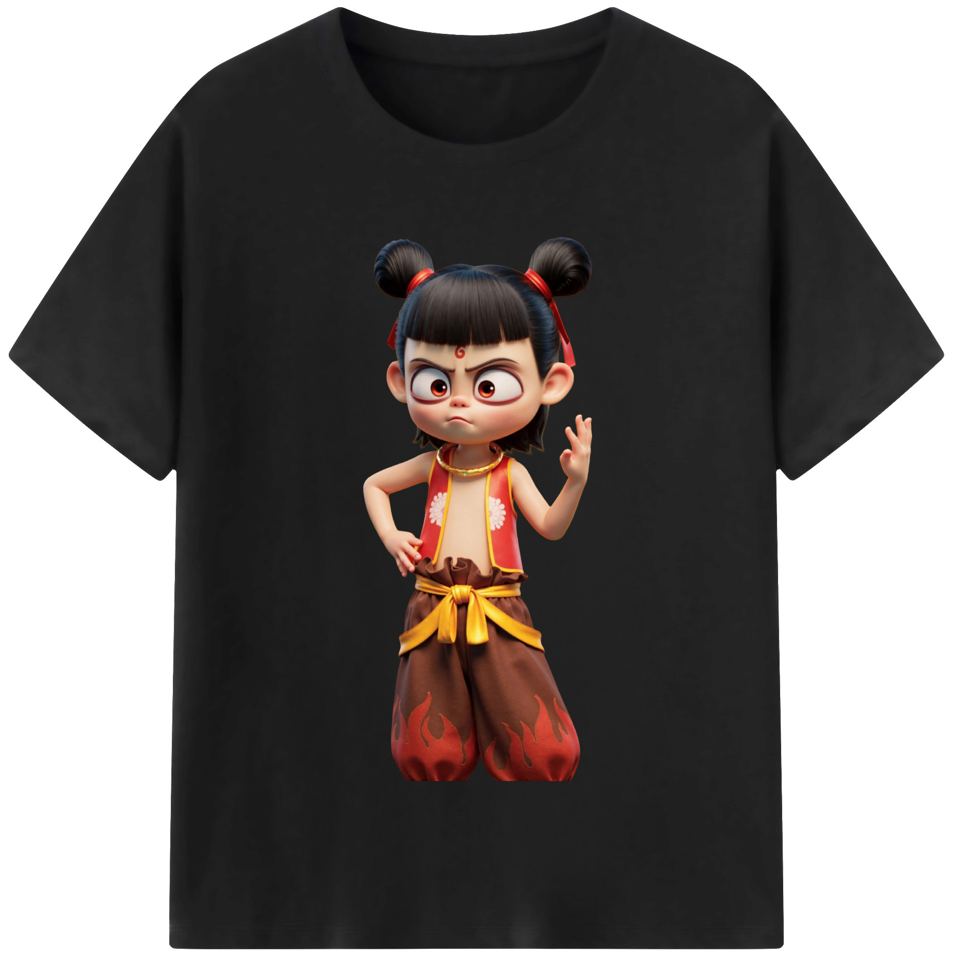 （画像用） Ne Zha 2 ナタ 魔童の大暴れ レディースカジュアルプリントTシャツ（綿100％）