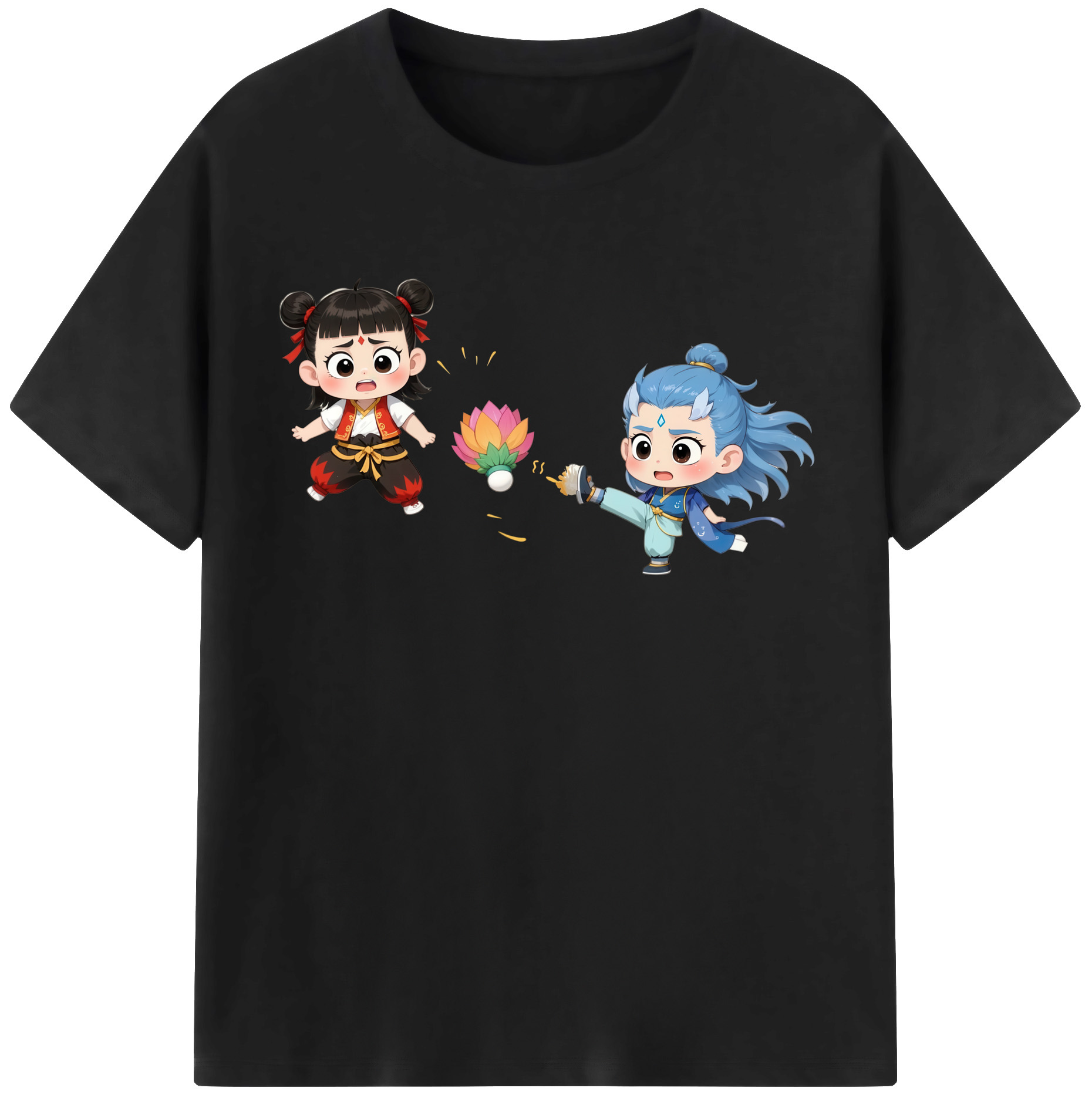 （画像用） Ne Zha 2 ナタ 魔童の大暴れ レディースカジュアルプリントTシャツ（綿100％）
