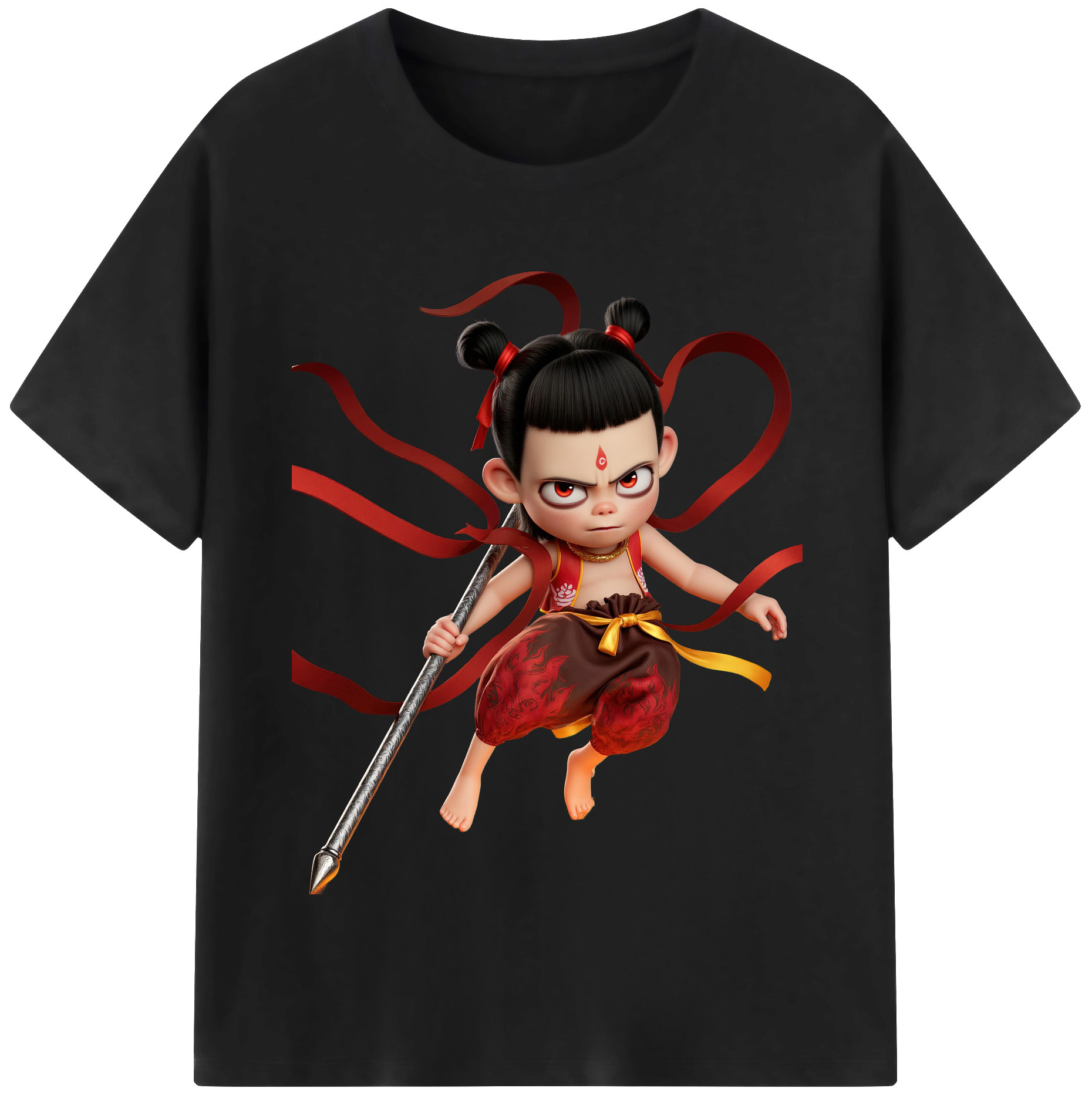 （画像用） Ne Zha 2 ナタ 魔童の大暴れ レディースカジュアルプリントTシャツ（綿100％）
