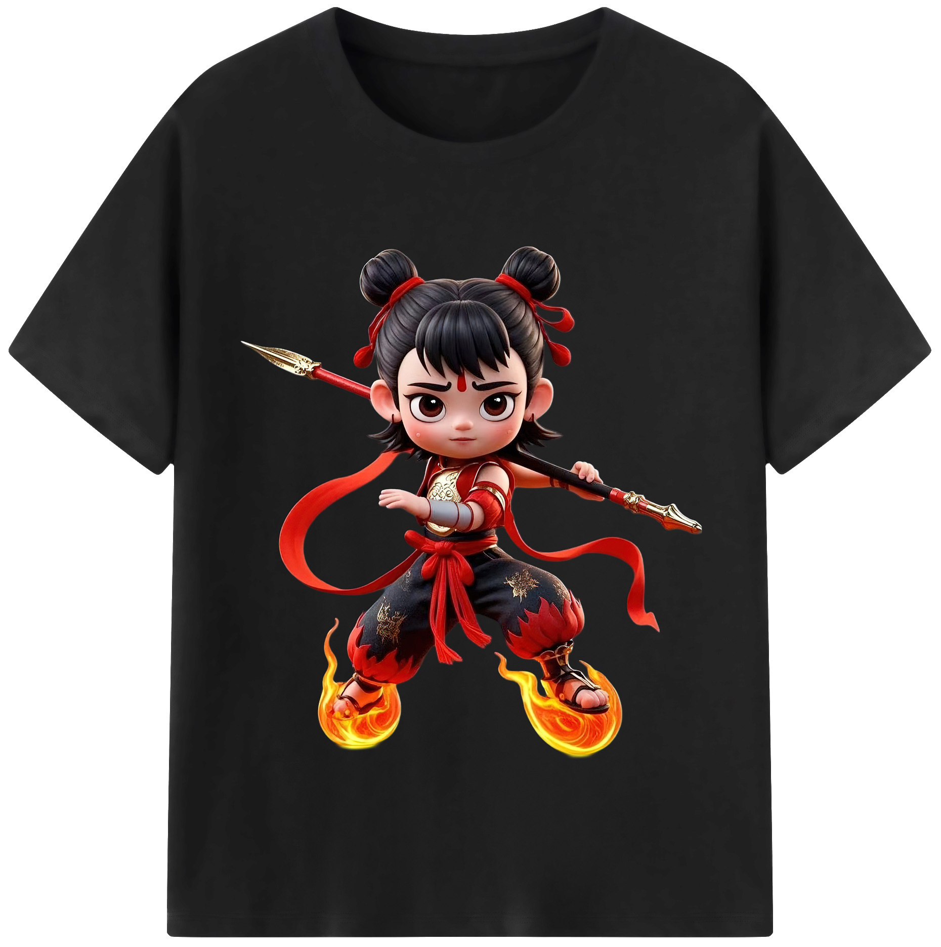 （画像用） Ne Zha 2 ナタ 魔童の大暴れ レディースカジュアルプリントTシャツ（綿100％）