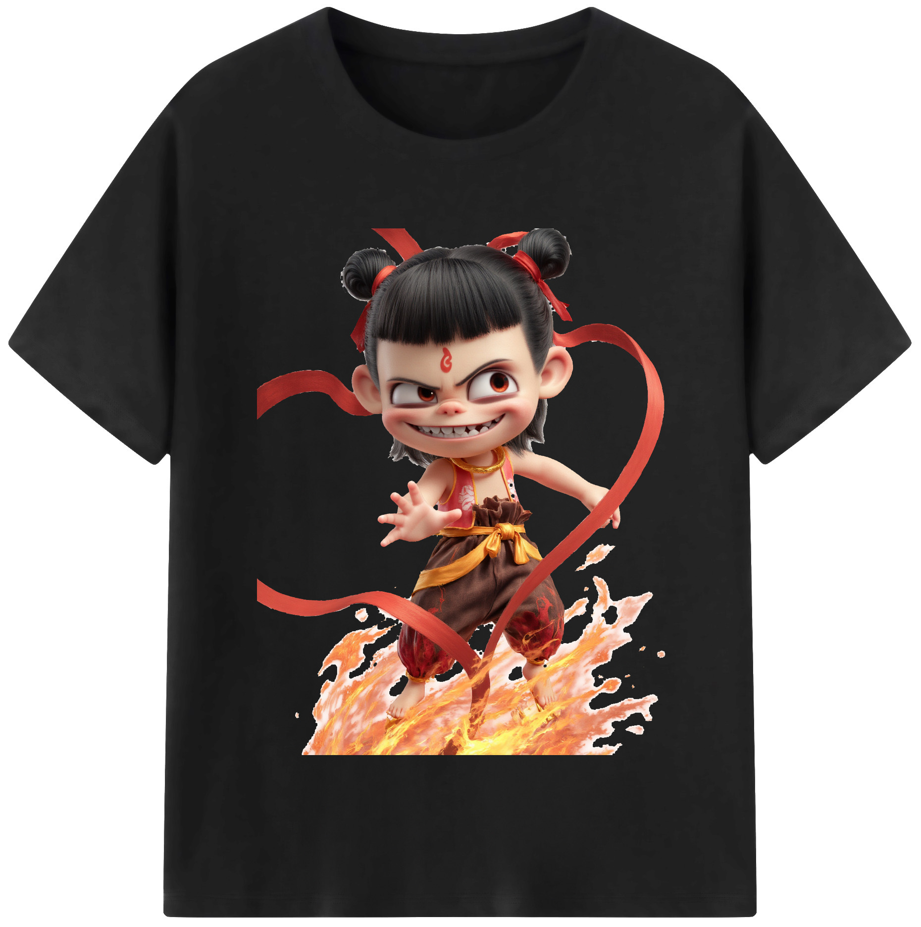 （画像用） Ne Zha 2 ナタ 魔童の大暴れ レディースカジュアルプリントTシャツ（綿100％）