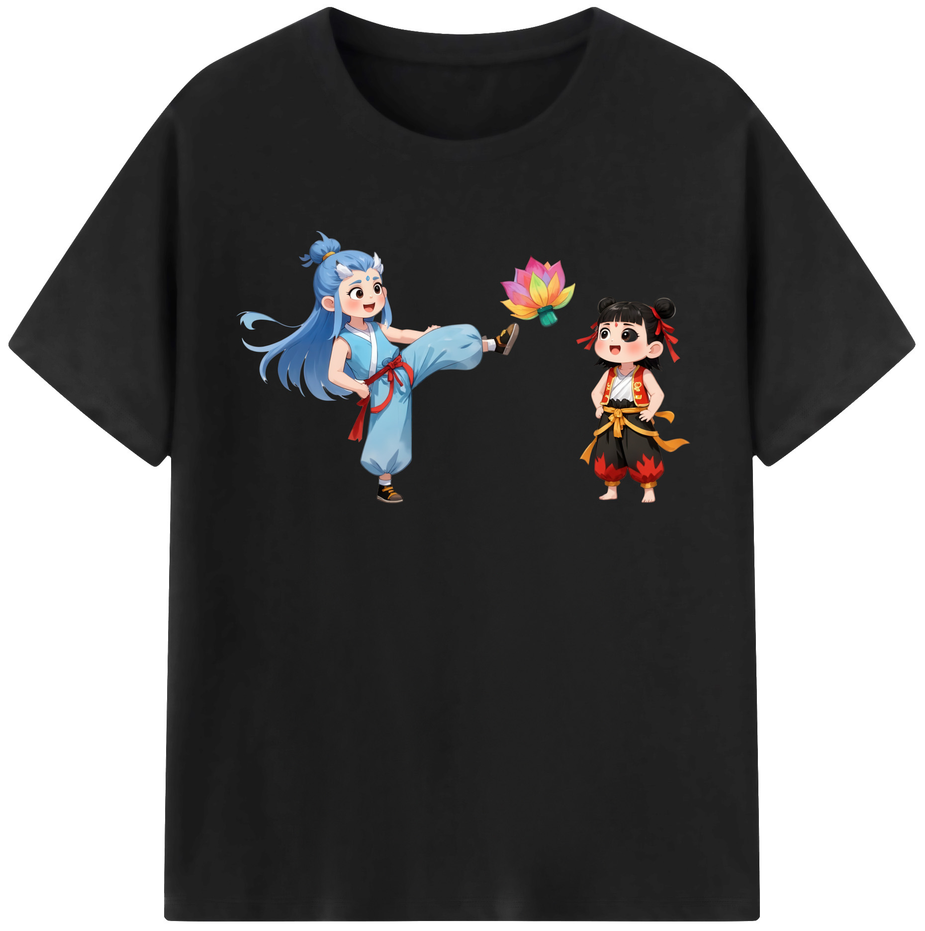 （画像用） Ne Zha 2 ナタ 魔童の大暴れ レディースカジュアルプリントTシャツ（綿100％）