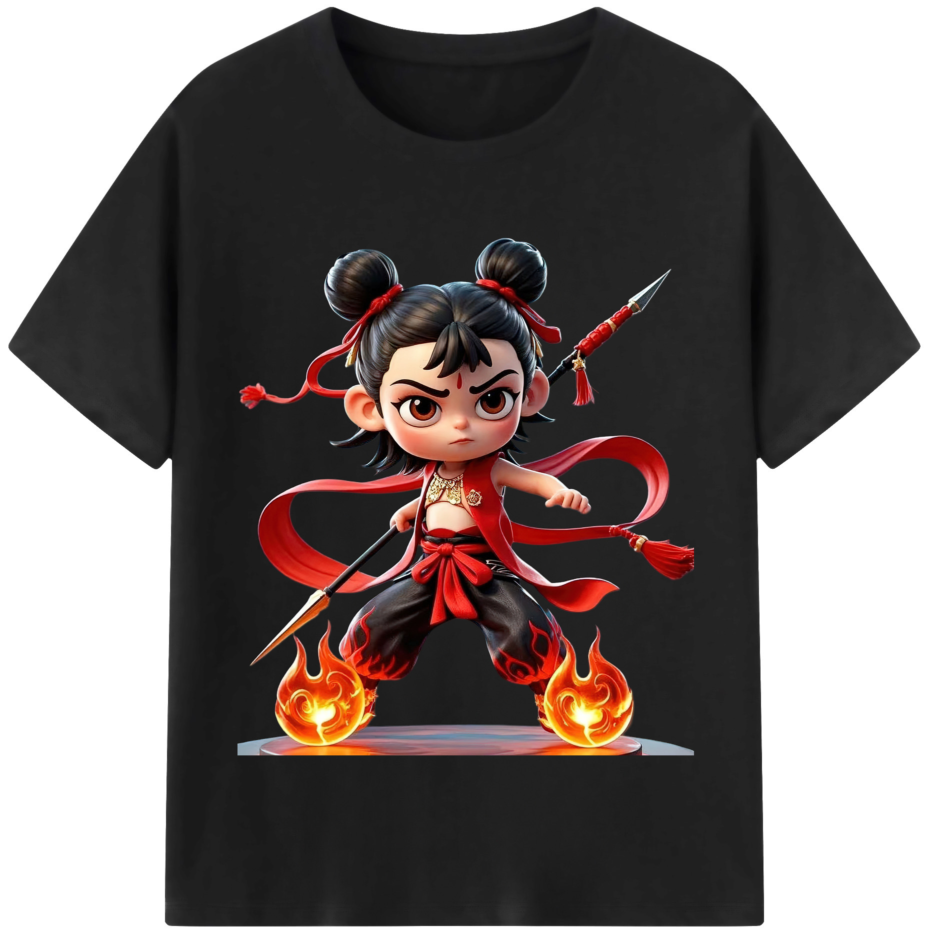（画像用） Ne Zha 2 ナタ 魔童の大暴れ レディースカジュアルプリントTシャツ（綿100％）