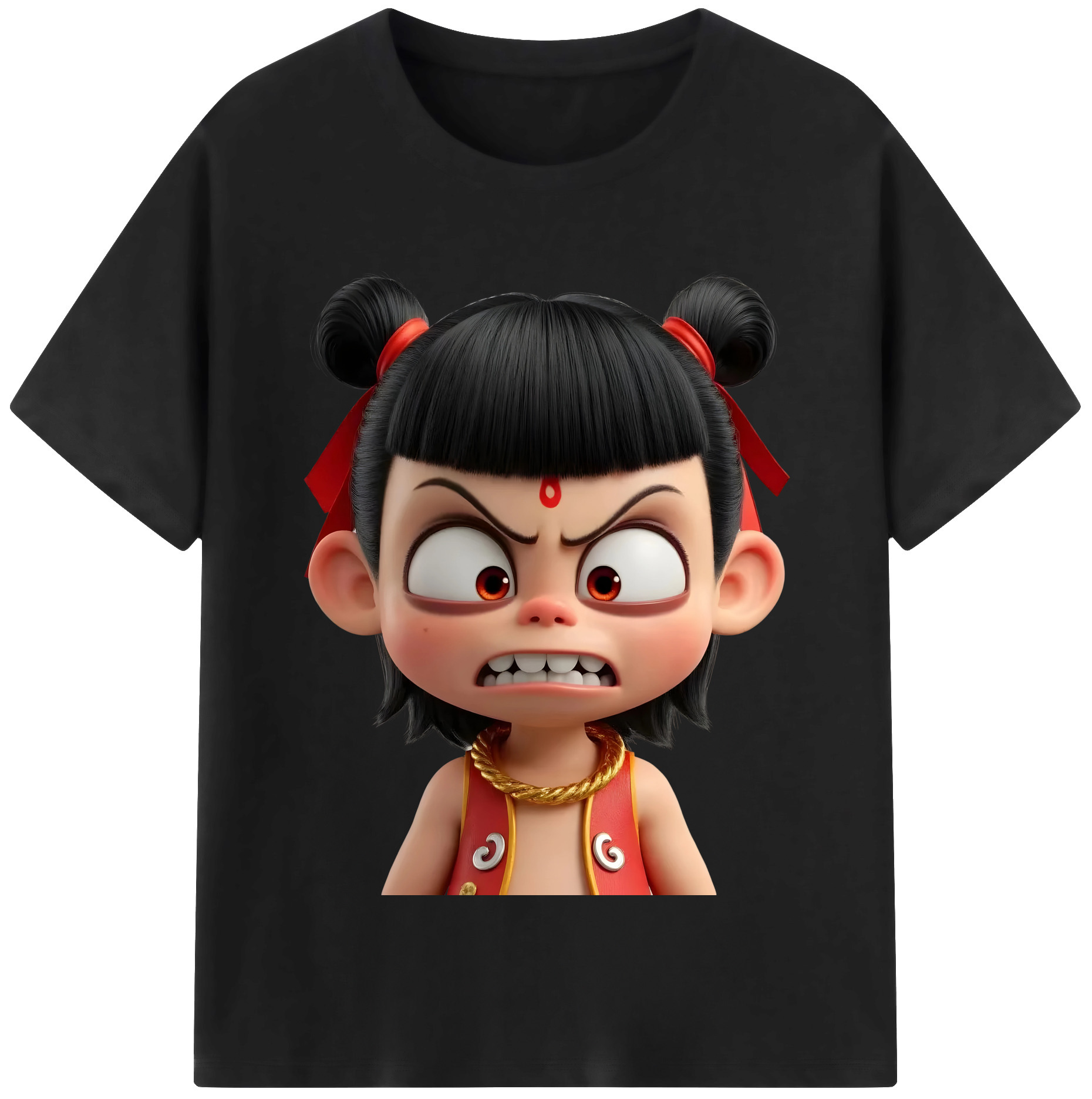 （画像用） Ne Zha 2 ナタ 魔童の大暴れ レディースカジュアルプリントTシャツ（綿100％）