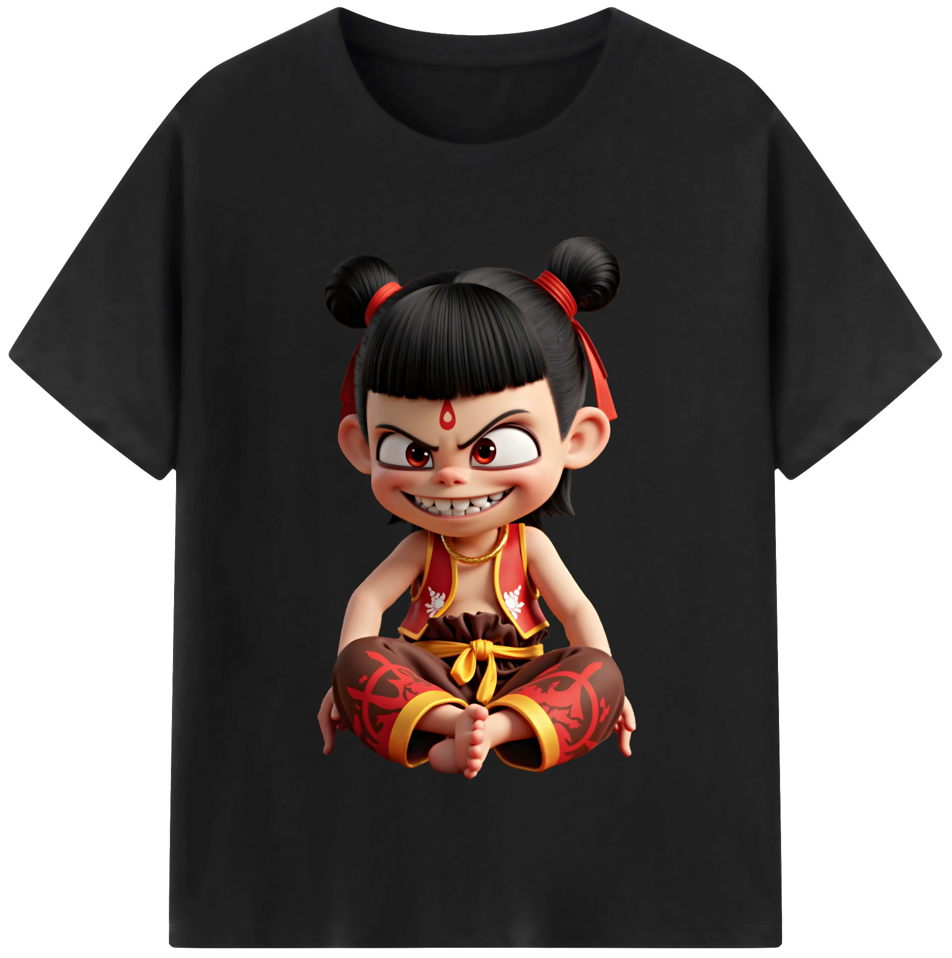 （画像用） Ne Zha 2 ナタ 魔童の大暴れ レディースカジュアルプリントTシャツ（綿100％）