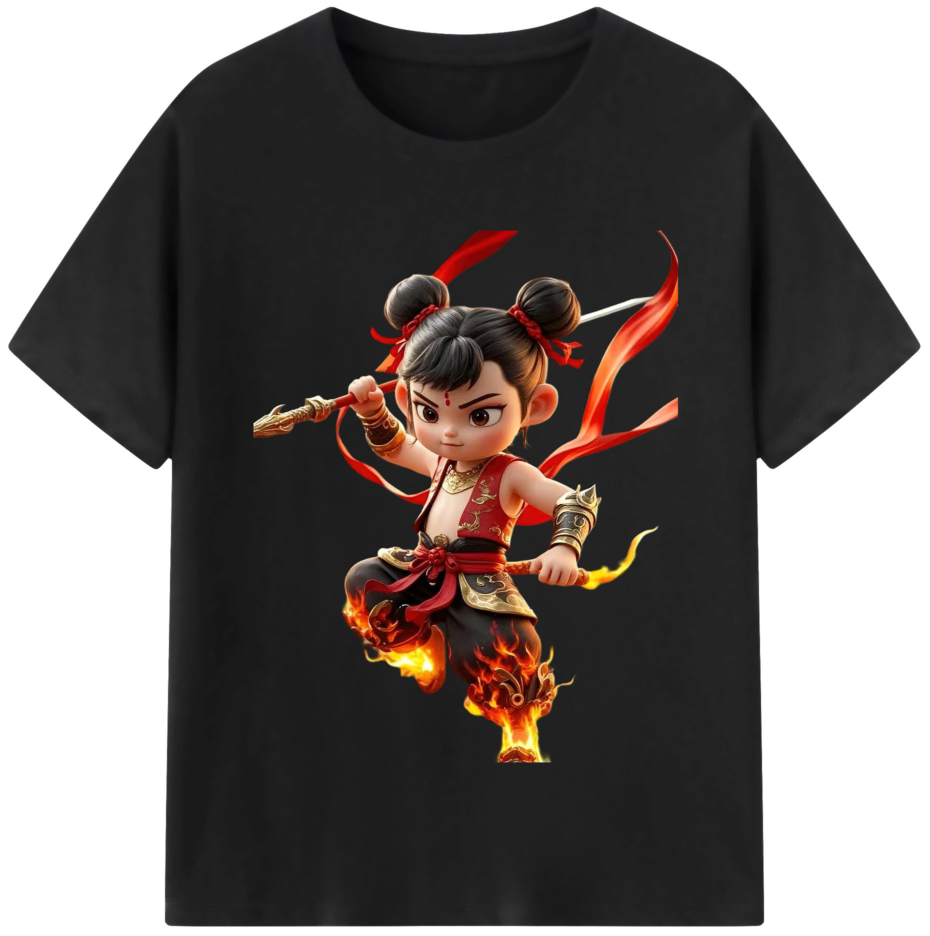 （画像用） Ne Zha 2 ナタ 魔童の大暴れ レディースカジュアルプリントTシャツ（綿100％）