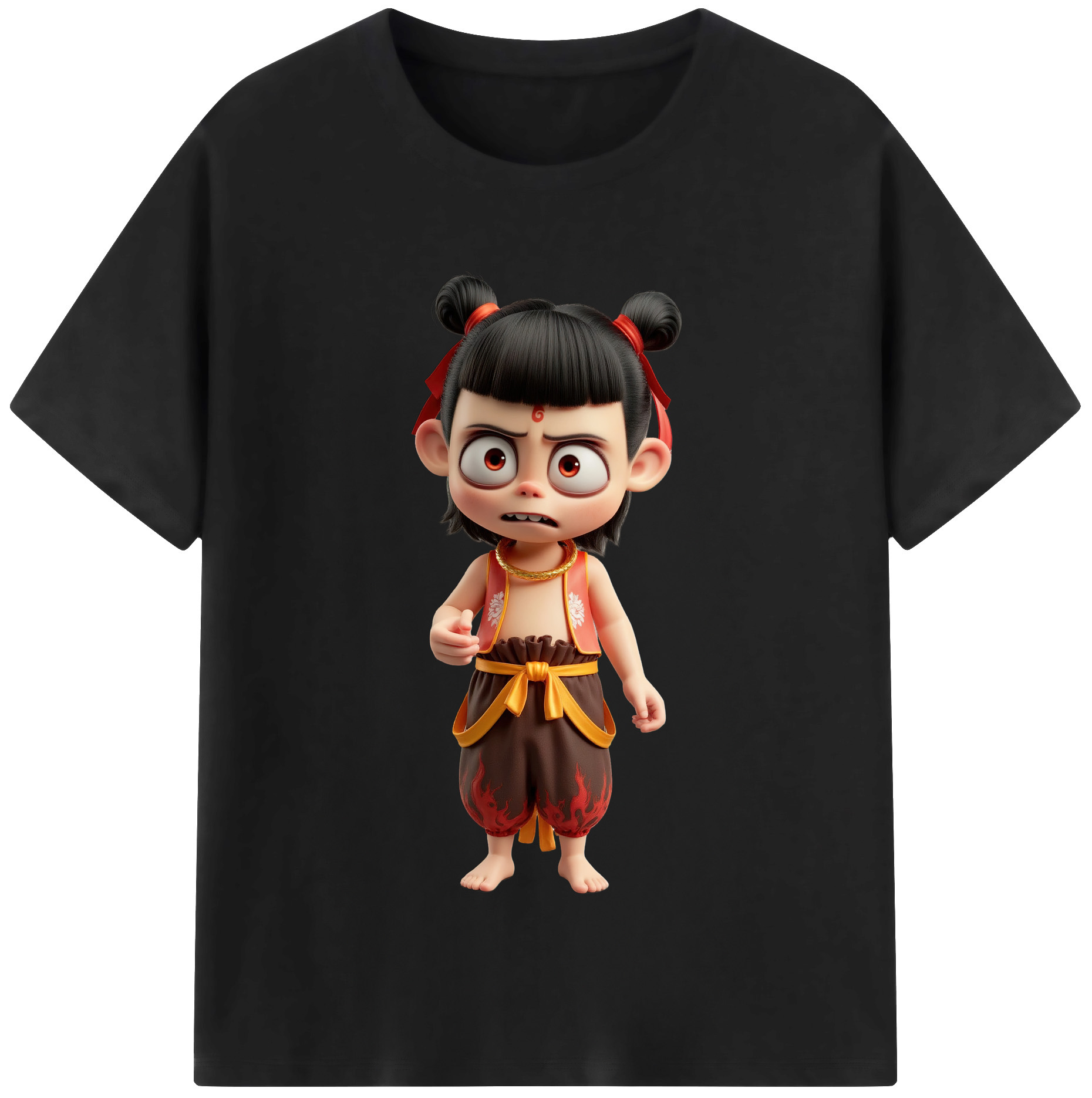 （画像用） Ne Zha 2 ナタ 魔童の大暴れ レディースカジュアルプリントTシャツ（綿100％）
