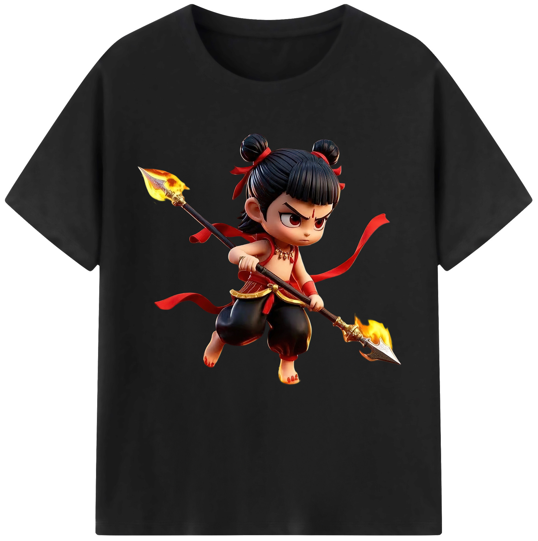 （画像用） Ne Zha 2 ナタ 魔童の大暴れ レディースカジュアルプリントTシャツ（綿100％）