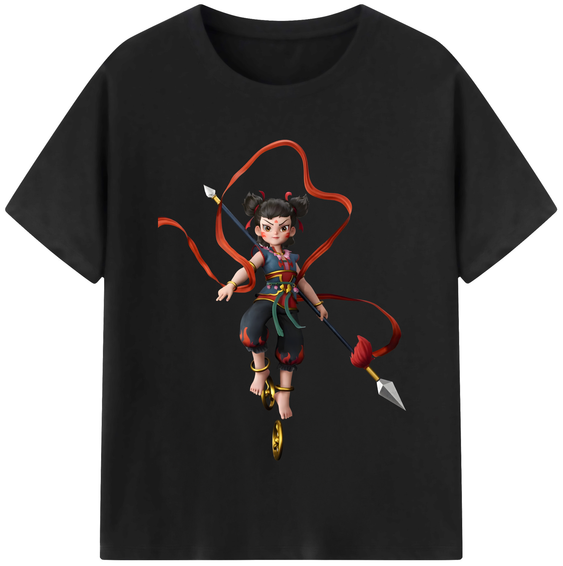 （画像用） Ne Zha 2 ナタ 魔童の大暴れ レディースカジュアルプリントTシャツ（綿100％）