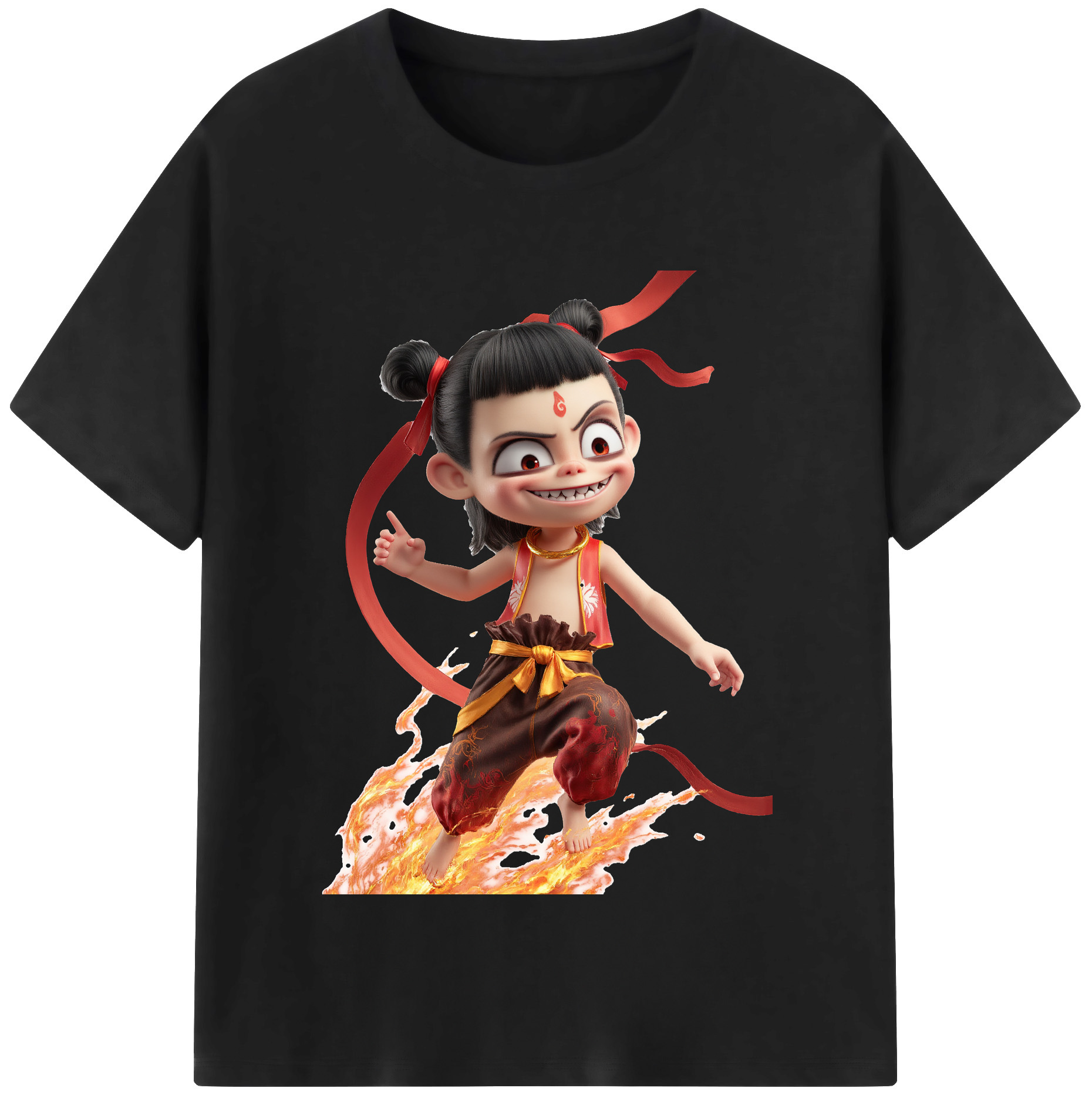 （画像用） Ne Zha 2 ナタ 魔童の大暴れ レディースカジュアルプリントTシャツ（綿100％）