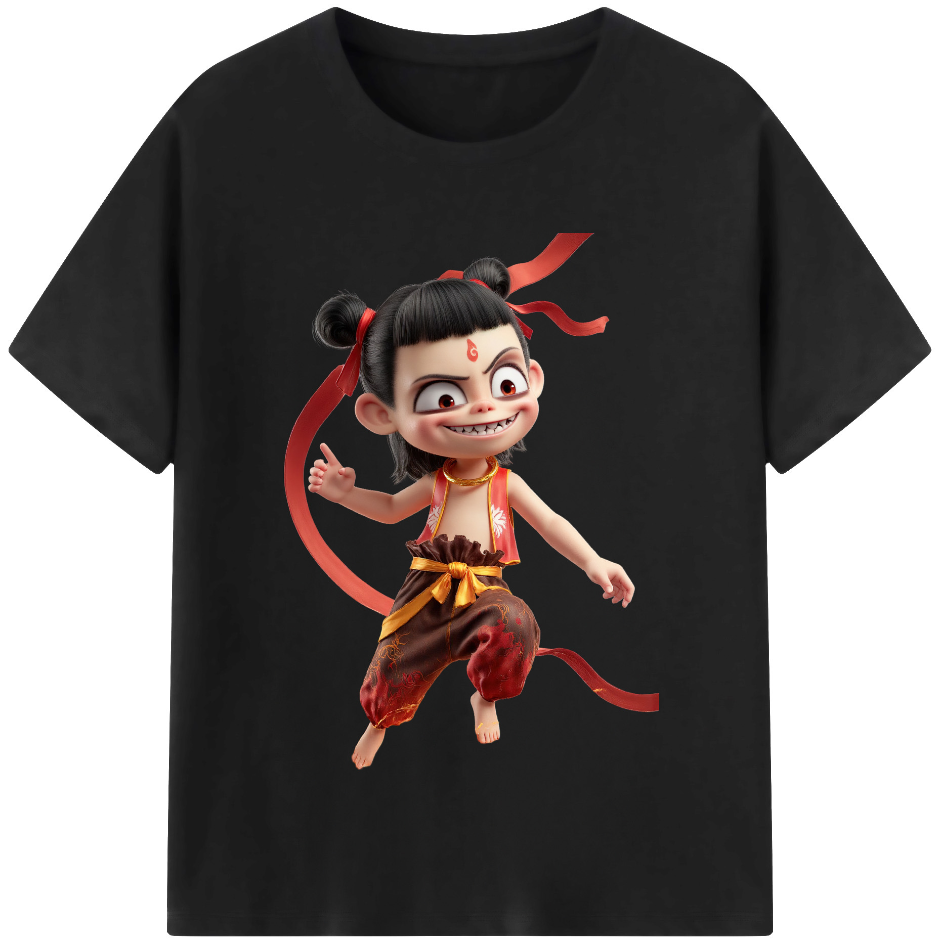（画像用） Ne Zha 2 ナタ 魔童の大暴れ レディースカジュアルプリントTシャツ（綿100％）