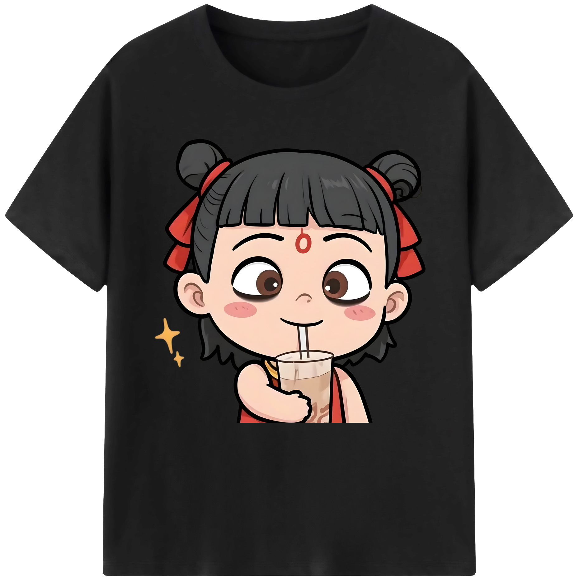 （画像用） Ne Zha 2 ナタ 魔童の大暴れ レディースカジュアルプリントTシャツ（綿100％）