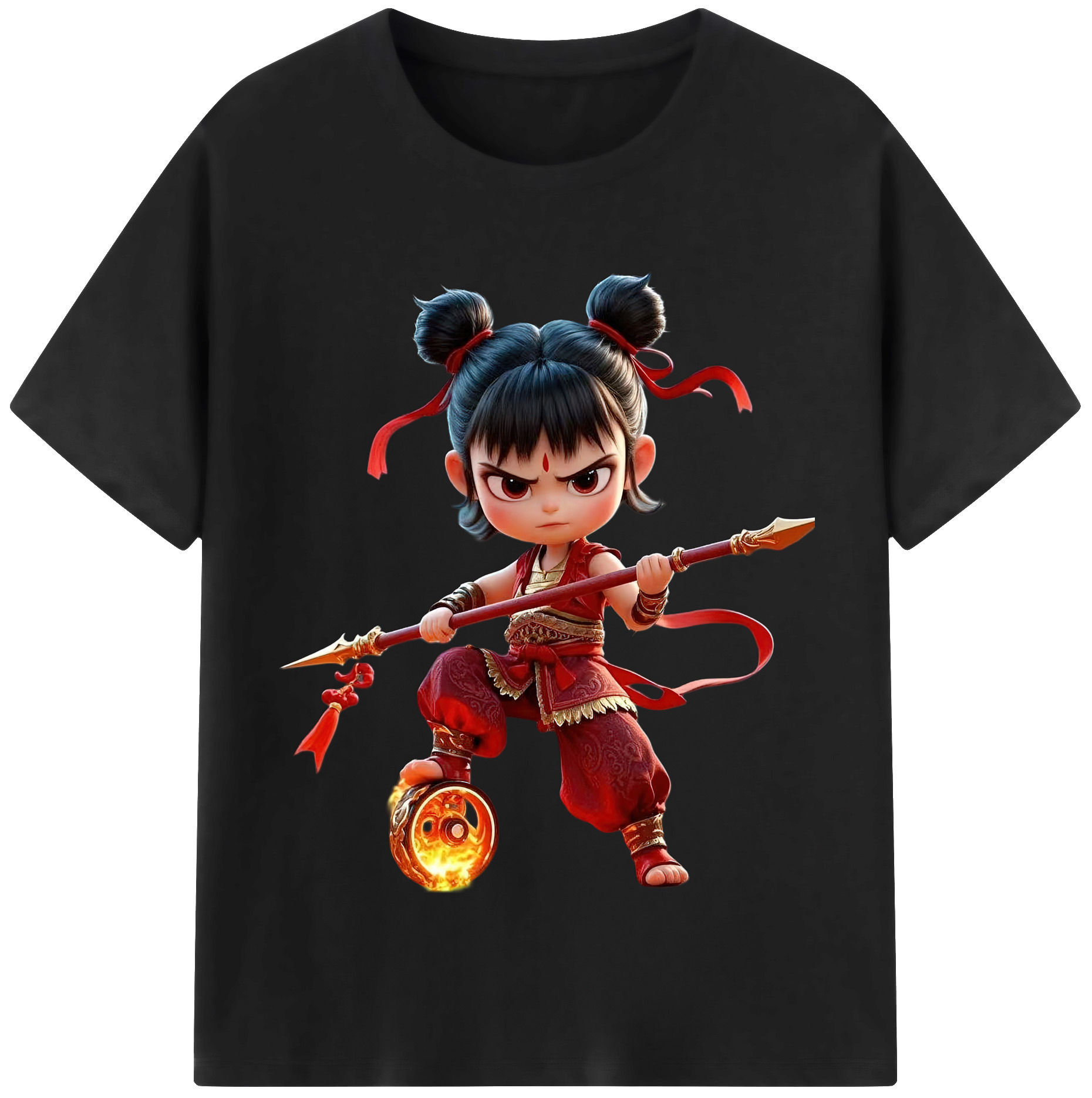 （画像用） Ne Zha 2 ナタ 魔童の大暴れ レディースカジュアルプリントTシャツ（綿100％）
