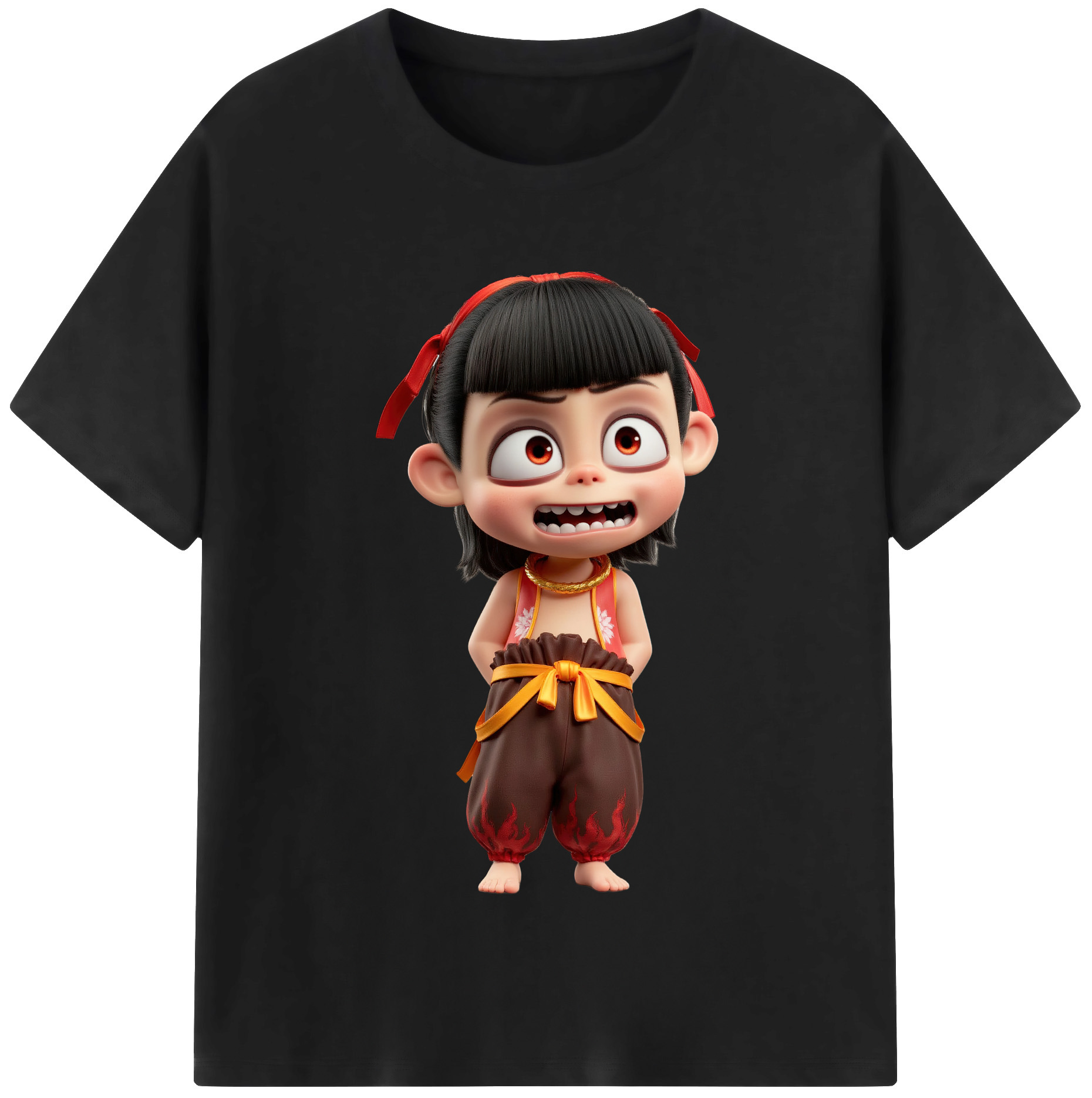 （画像用） Ne Zha 2 ナタ 魔童の大暴れ レディースカジュアルプリントTシャツ（綿100％）