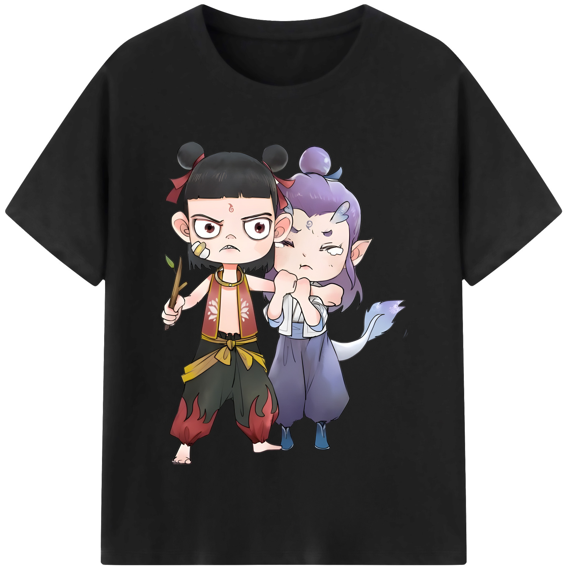 （画像用） Ne Zha 2 ナタ 魔童の大暴れ レディースカジュアルプリントTシャツ（綿100％）