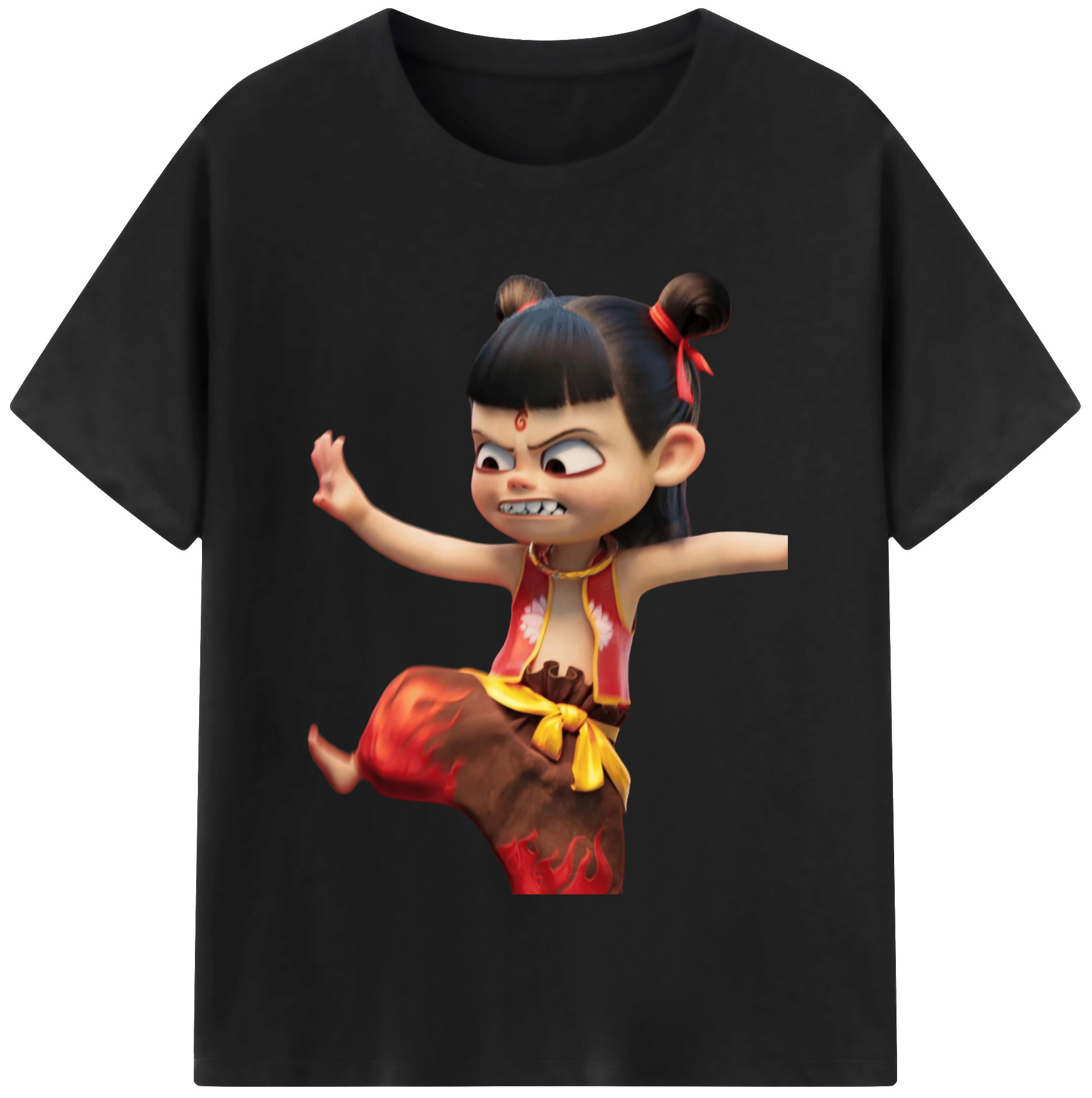 （画像用） Ne Zha 2 ナタ 魔童の大暴れ レディースカジュアルプリントTシャツ（綿100％）