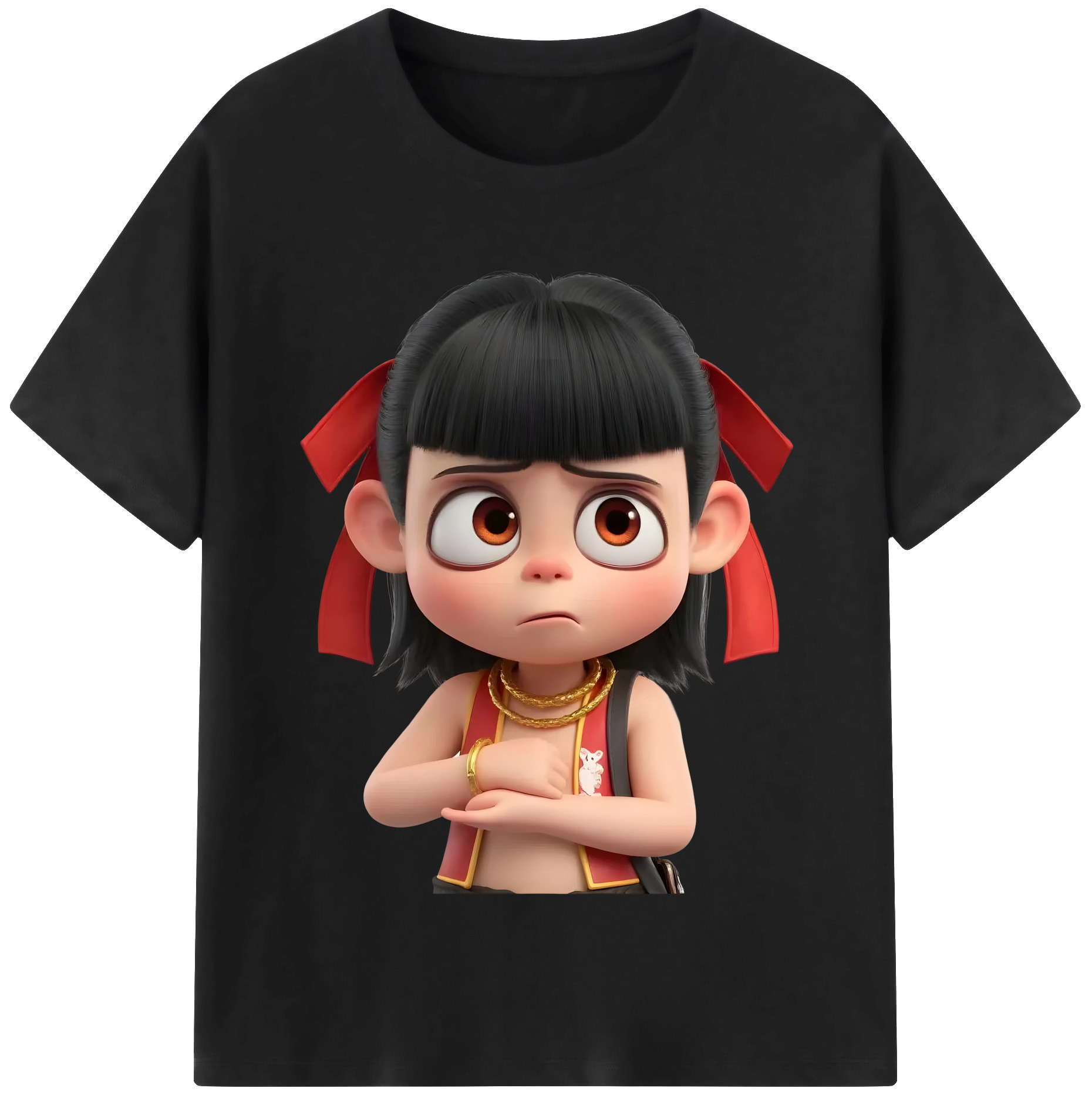 （画像用） Ne Zha 2 ナタ 魔童の大暴れ レディースカジュアルプリントTシャツ（綿100％）