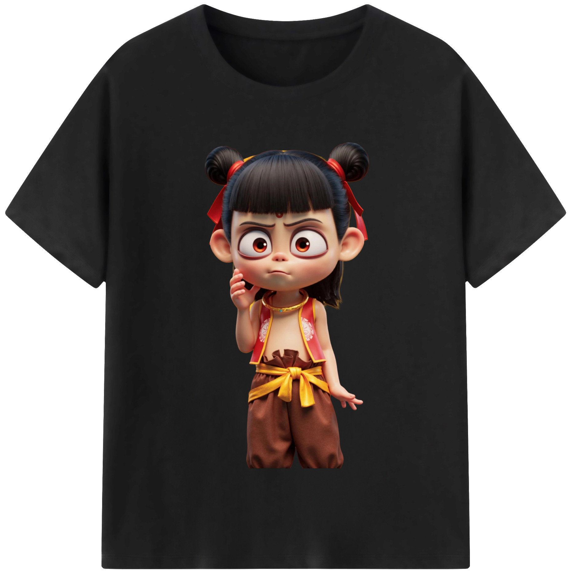 （画像用） Ne Zha 2 ナタ 魔童の大暴れ レディースカジュアルプリントTシャツ（綿100％）