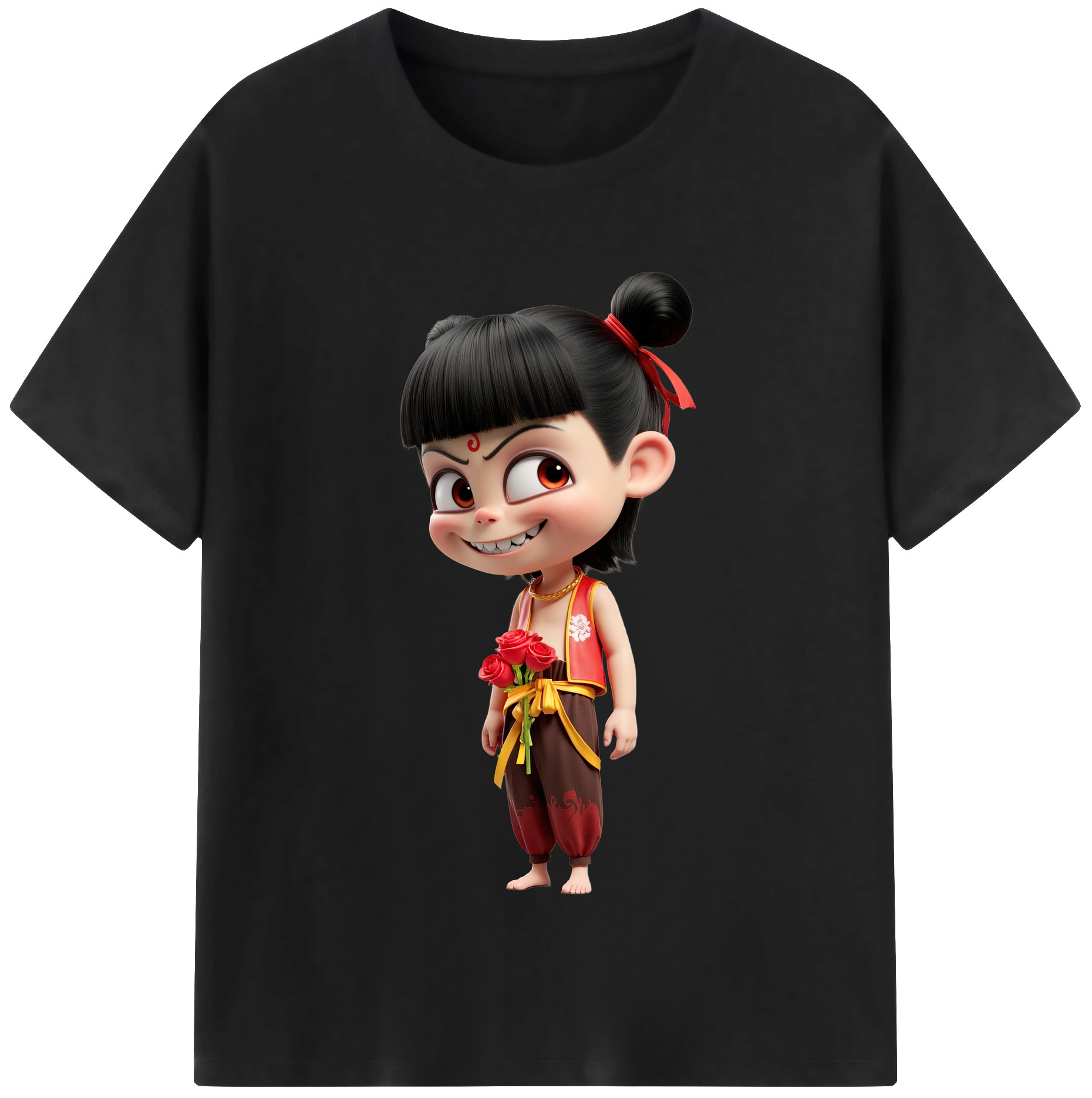 （画像用） Ne Zha 2 ナタ 魔童の大暴れ レディースカジュアルプリントTシャツ（綿100％）