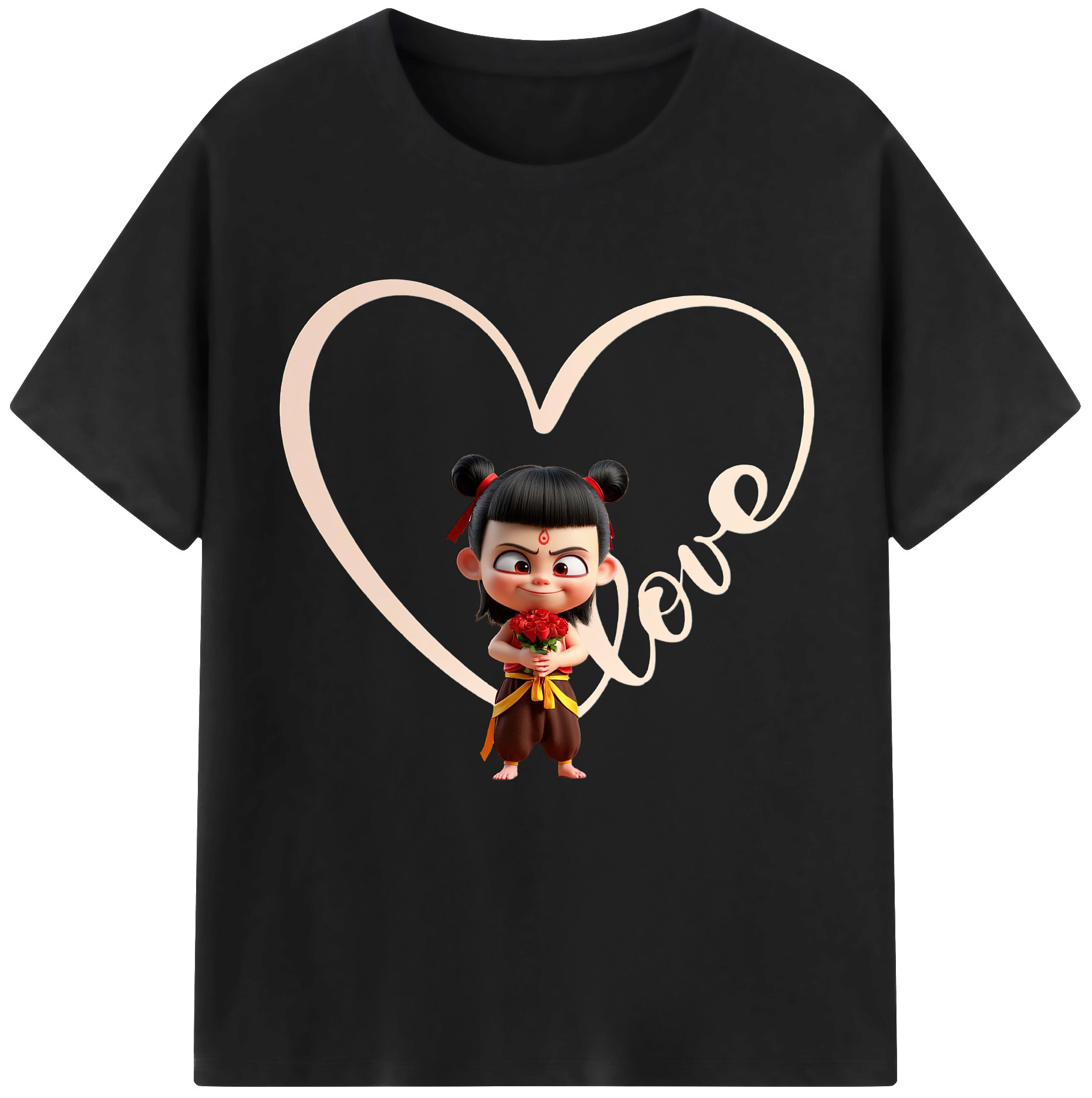 （画像用） Ne Zha 2 ナタ 魔童の大暴れ レディースカジュアルプリントTシャツ（綿100％）