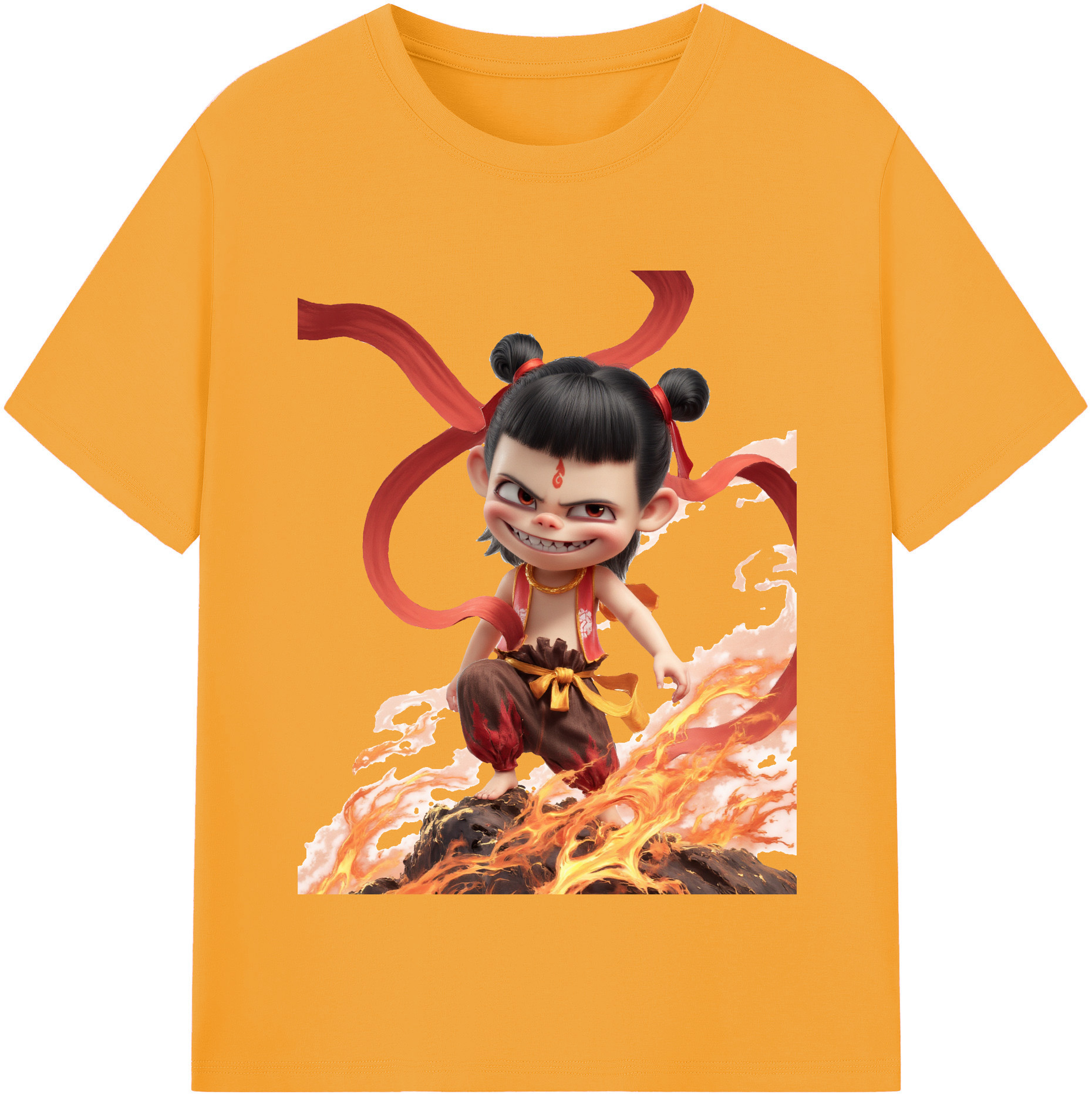 （画像用） Ne Zha 2 ナタ 魔童の大暴れ レディースカジュアルプリントTシャツ（綿100％）