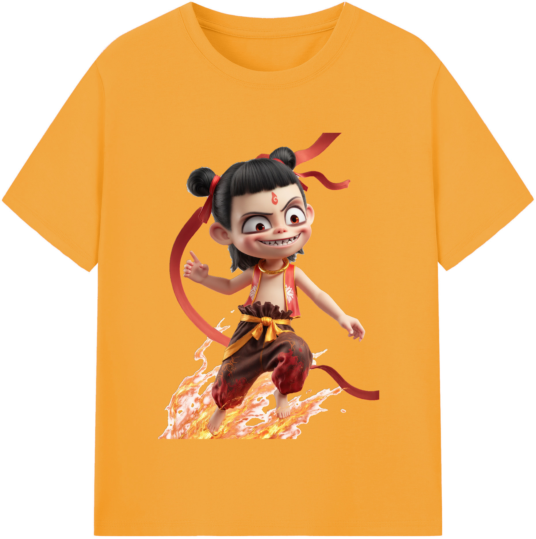 （画像用） Ne Zha 2 ナタ 魔童の大暴れ レディースカジュアルプリントTシャツ（綿100％）