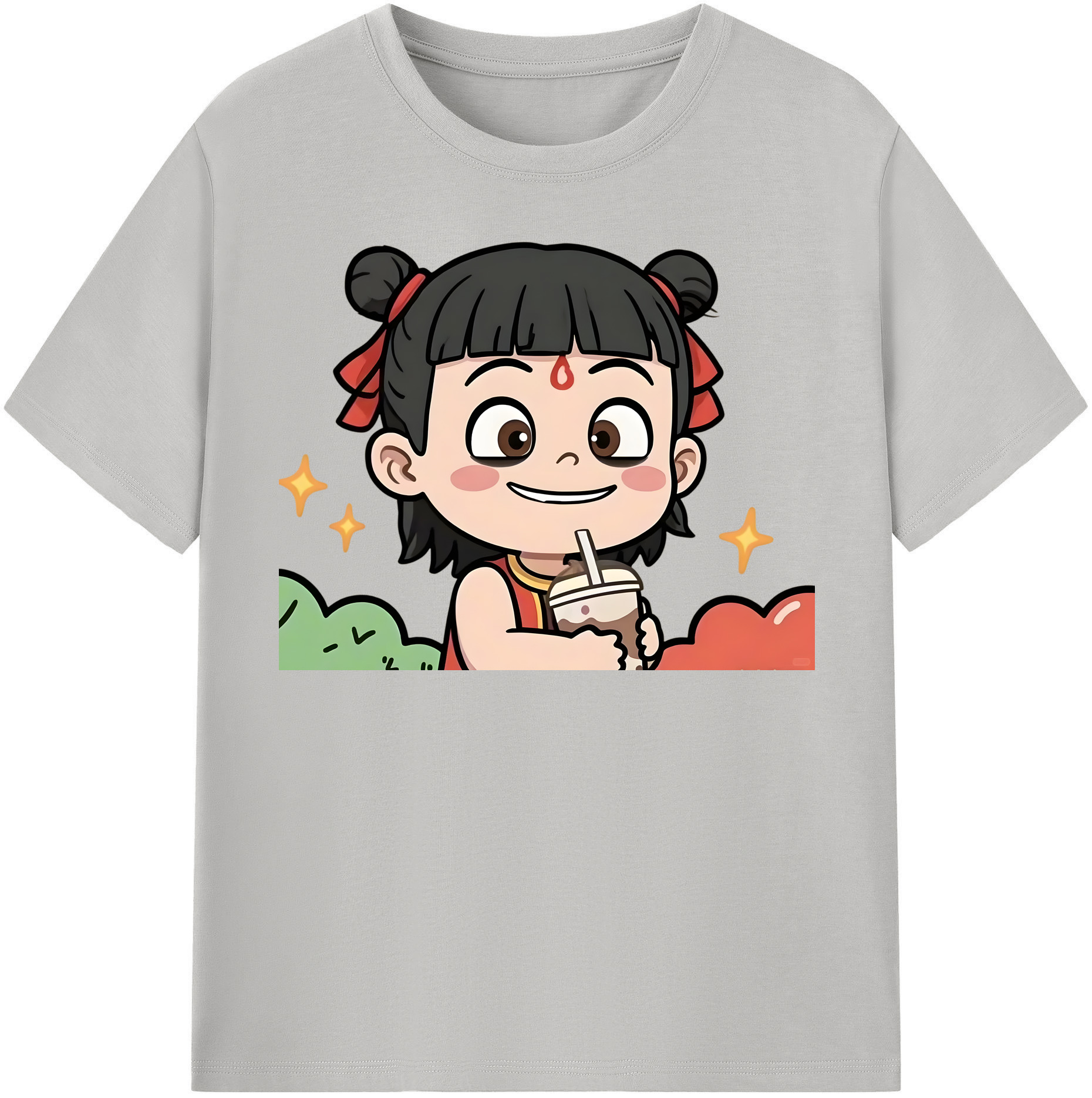 （画像用） Ne Zha 2 ナタ 魔童の大暴れ レディースカジュアルプリントTシャツ（綿100％）