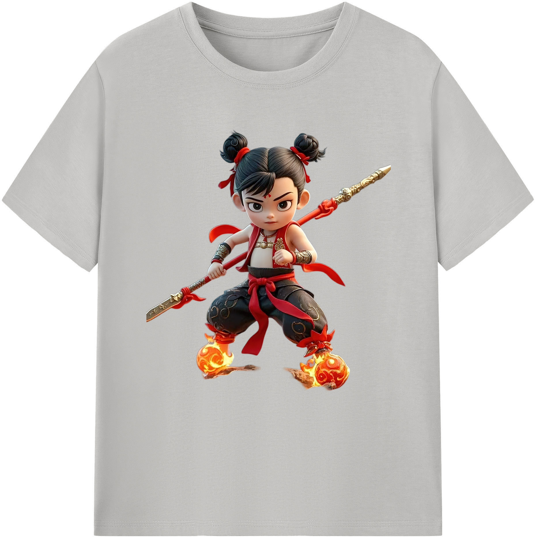 （画像用） Ne Zha 2 ナタ 魔童の大暴れ レディースカジュアルプリントTシャツ（綿100％）