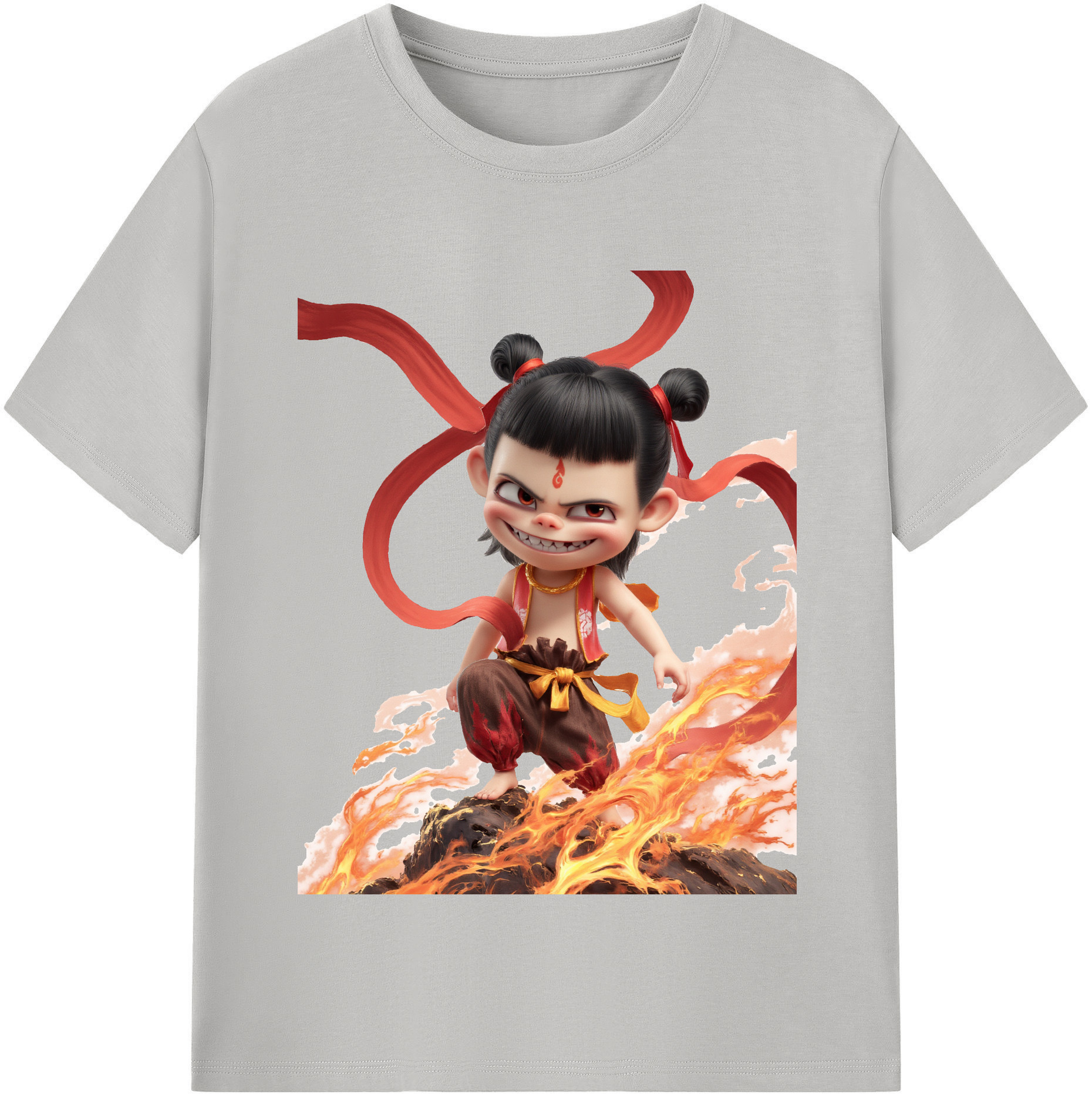 （画像用） Ne Zha 2 ナタ 魔童の大暴れ レディースカジュアルプリントTシャツ（綿100％）