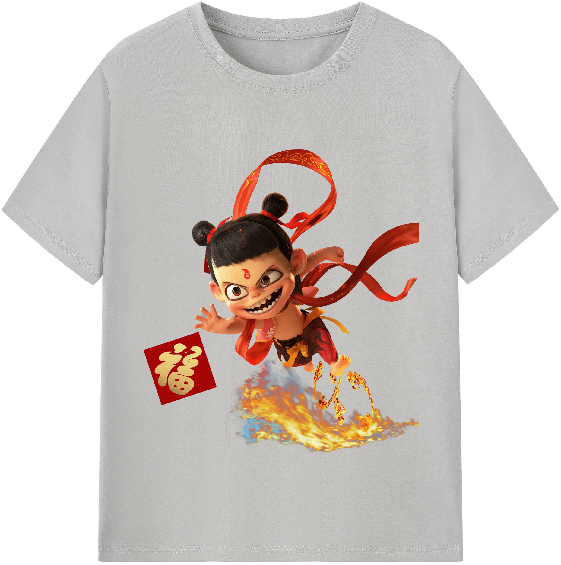 （画像用） Ne Zha 2 ナタ 魔童の大暴れ レディースカジュアルプリントTシャツ（綿100％）