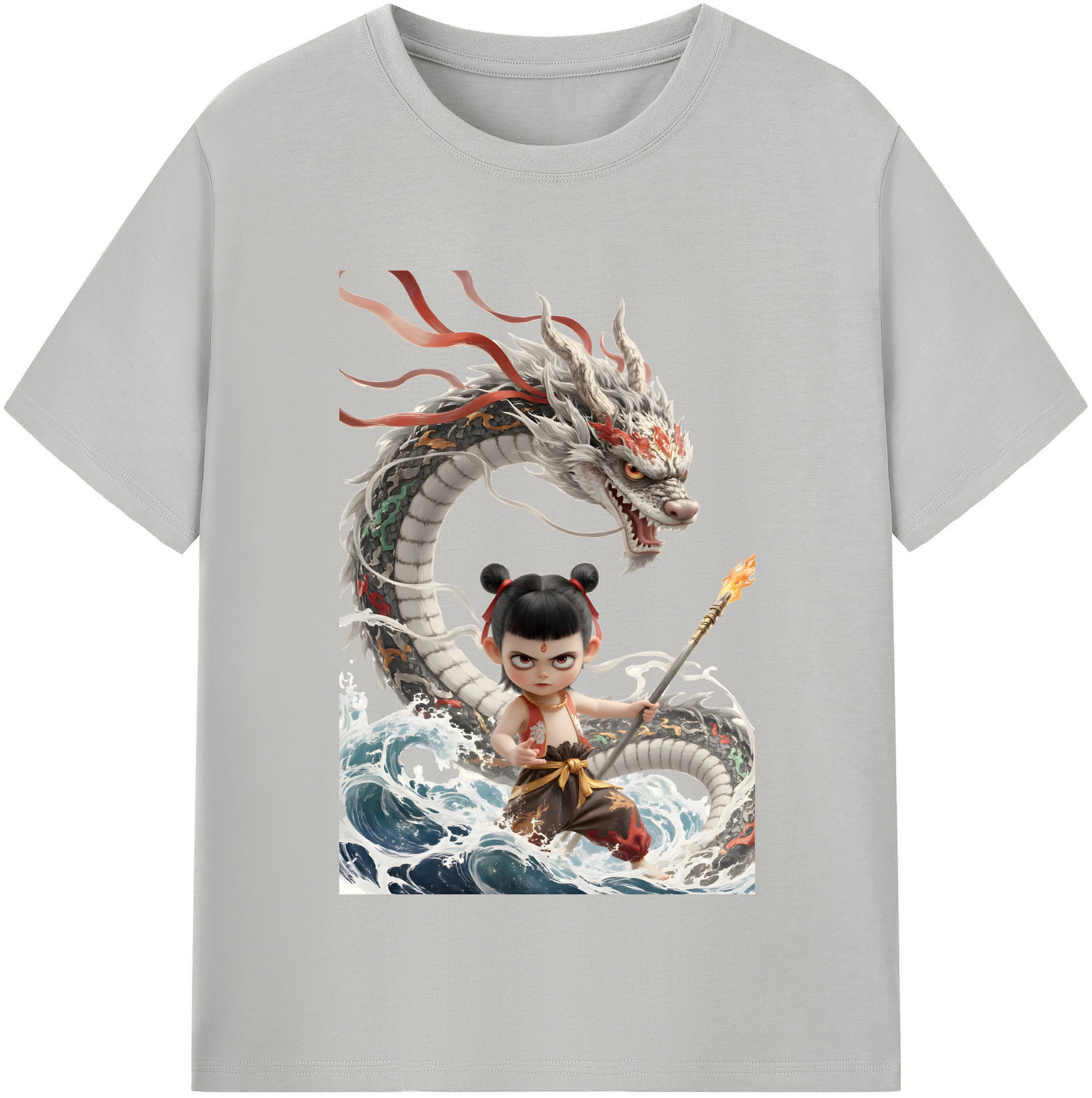 （画像用） Ne Zha 2 ナタ 魔童の大暴れ レディースカジュアルプリントTシャツ（綿100％）