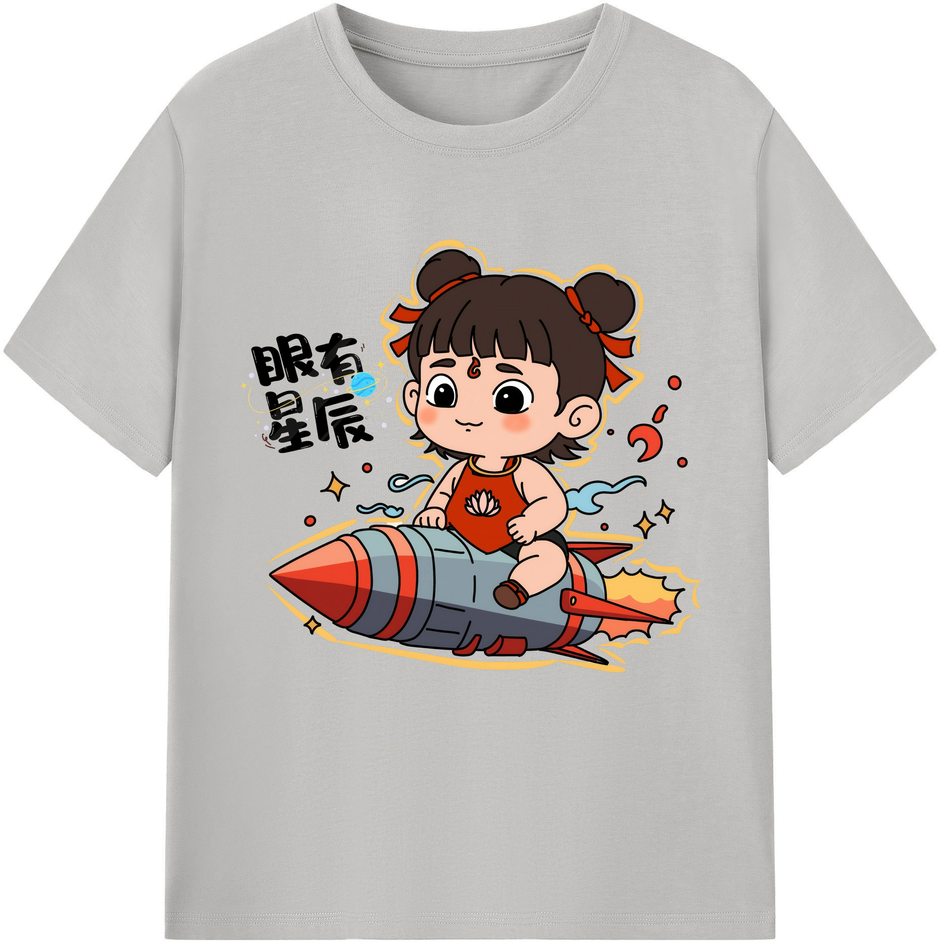 （画像用） Ne Zha 2 ナタ 魔童の大暴れ レディースカジュアルプリントTシャツ（綿100％）