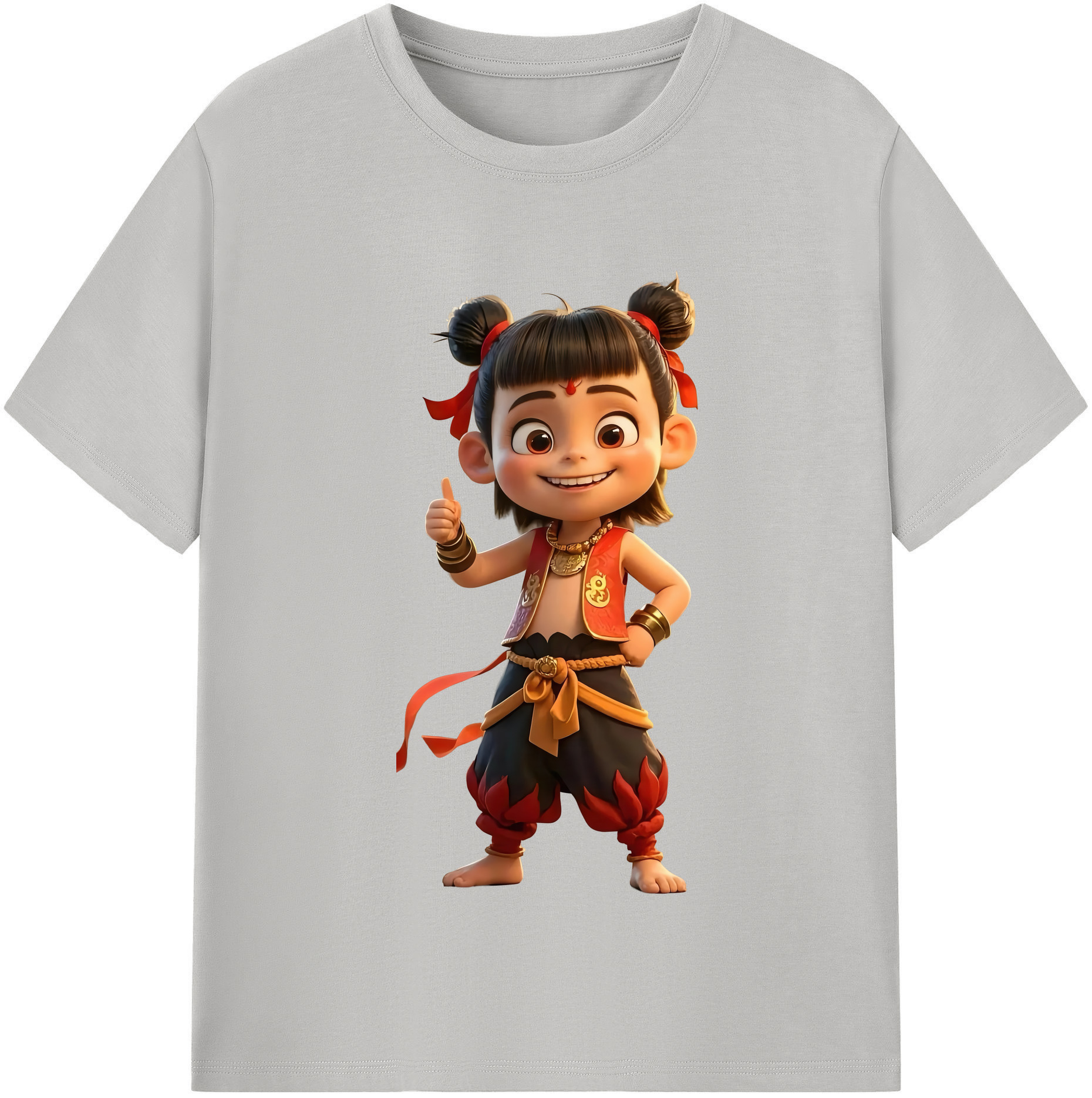 （画像用） Ne Zha 2 ナタ 魔童の大暴れ レディースカジュアルプリントTシャツ（綿100％）