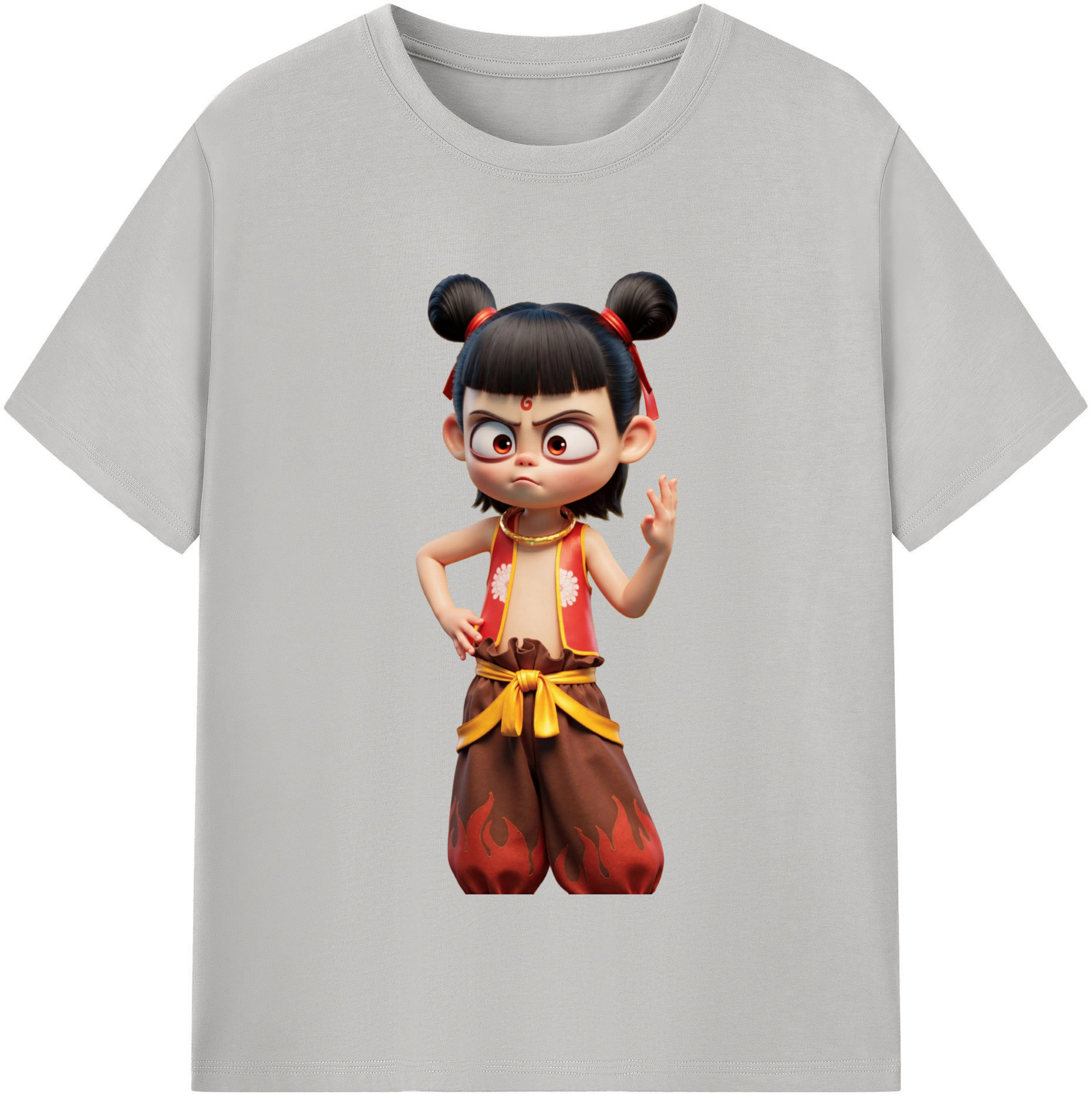 （画像用） Ne Zha 2 ナタ 魔童の大暴れ レディースカジュアルプリントTシャツ（綿100％）