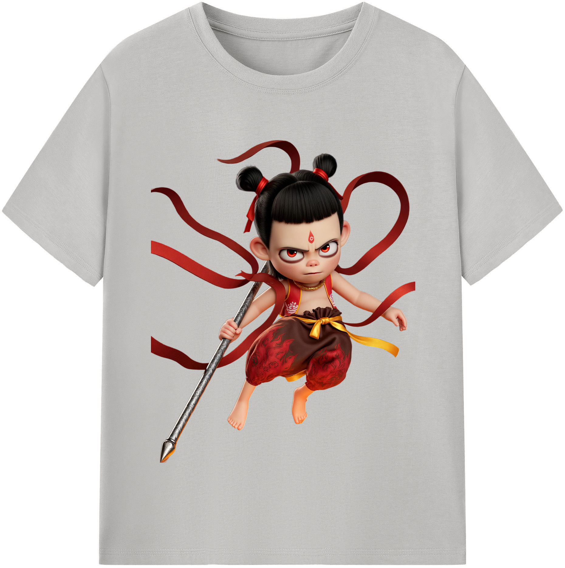 （画像用） Ne Zha 2 ナタ 魔童の大暴れ レディースカジュアルプリントTシャツ（綿100％）