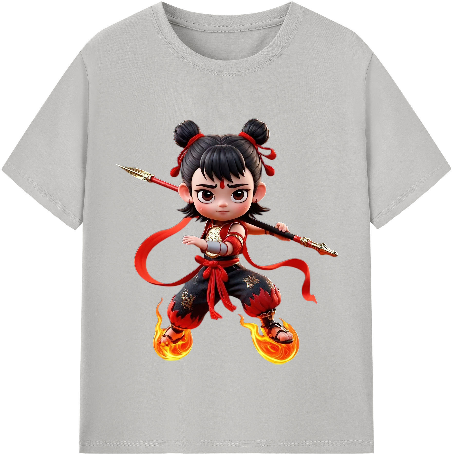 （画像用） Ne Zha 2 ナタ 魔童の大暴れ レディースカジュアルプリントTシャツ（綿100％）