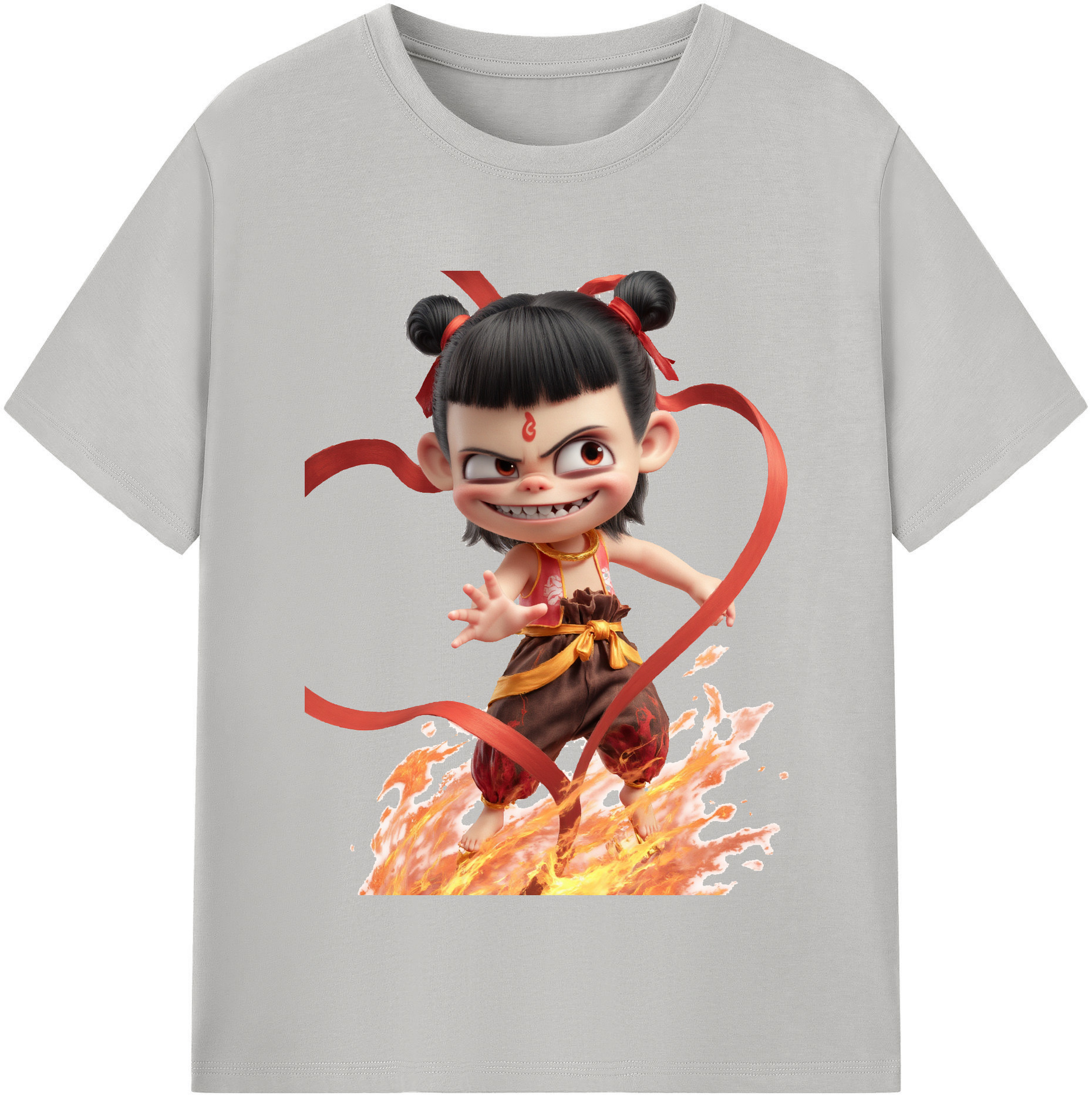 （画像用） Ne Zha 2 ナタ 魔童の大暴れ レディースカジュアルプリントTシャツ（綿100％）