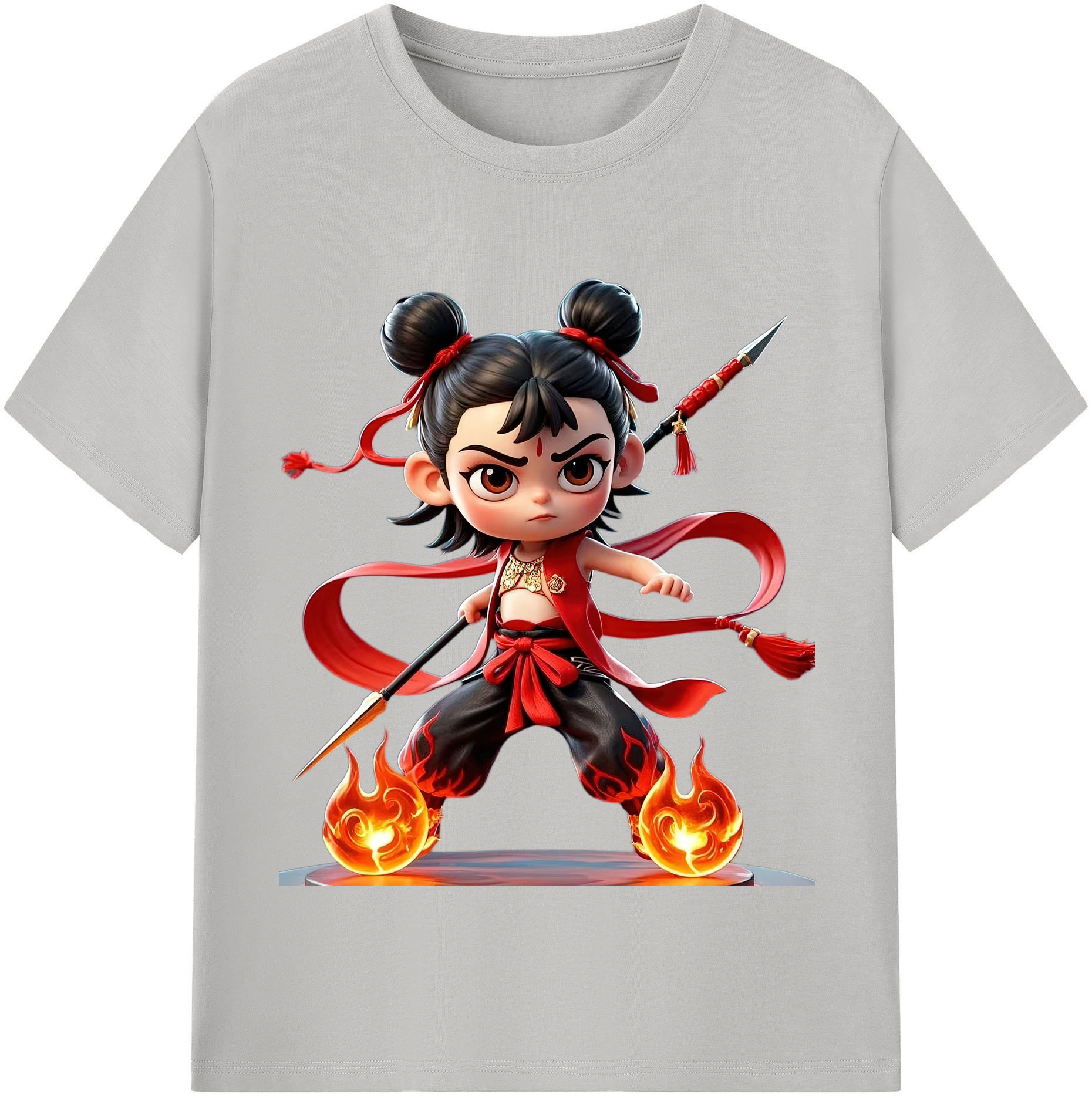 （画像用） Ne Zha 2 ナタ 魔童の大暴れ レディースカジュアルプリントTシャツ（綿100％）