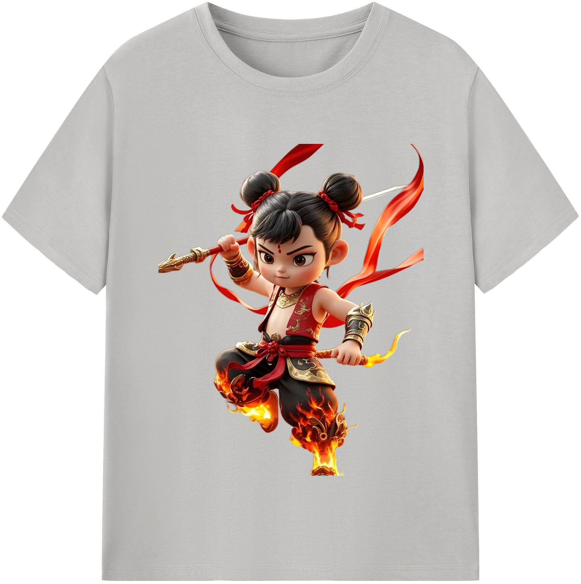 （画像用） Ne Zha 2 ナタ 魔童の大暴れ レディースカジュアルプリントTシャツ（綿100％）