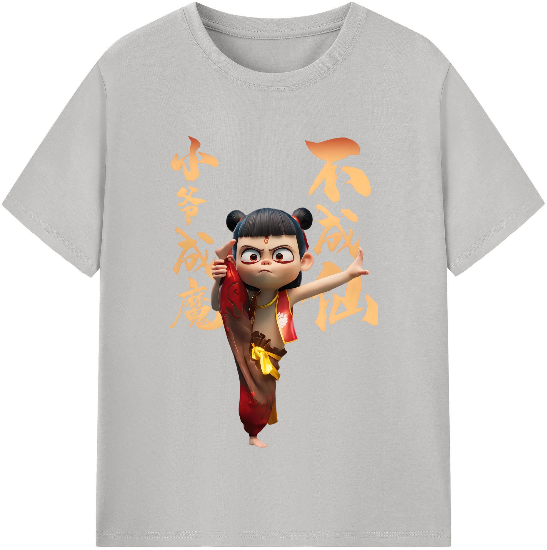 （画像用） Ne Zha 2 ナタ 魔童の大暴れ レディースカジュアルプリントTシャツ（綿100％）