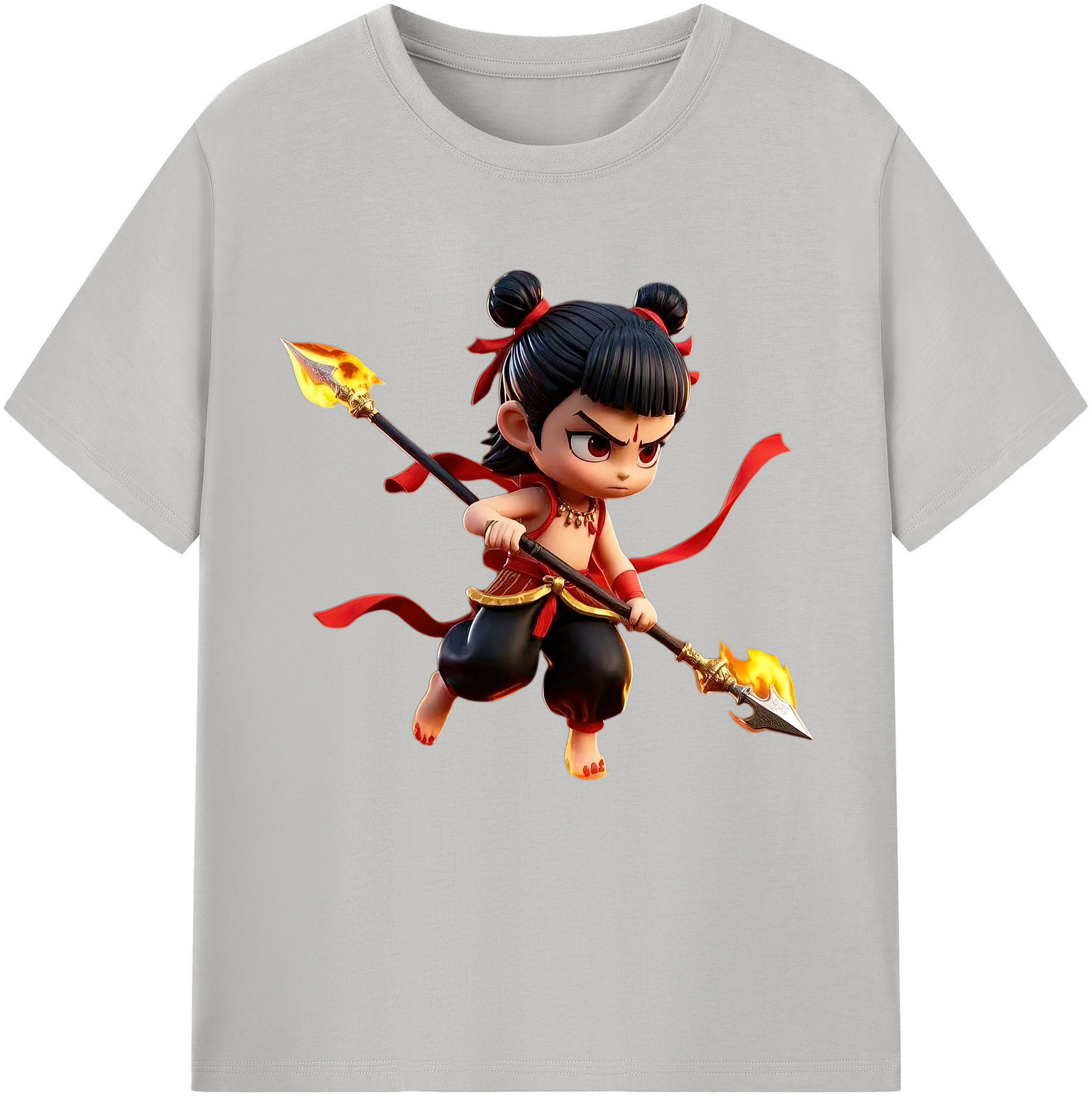 （画像用） Ne Zha 2 ナタ 魔童の大暴れ レディースカジュアルプリントTシャツ（綿100％）