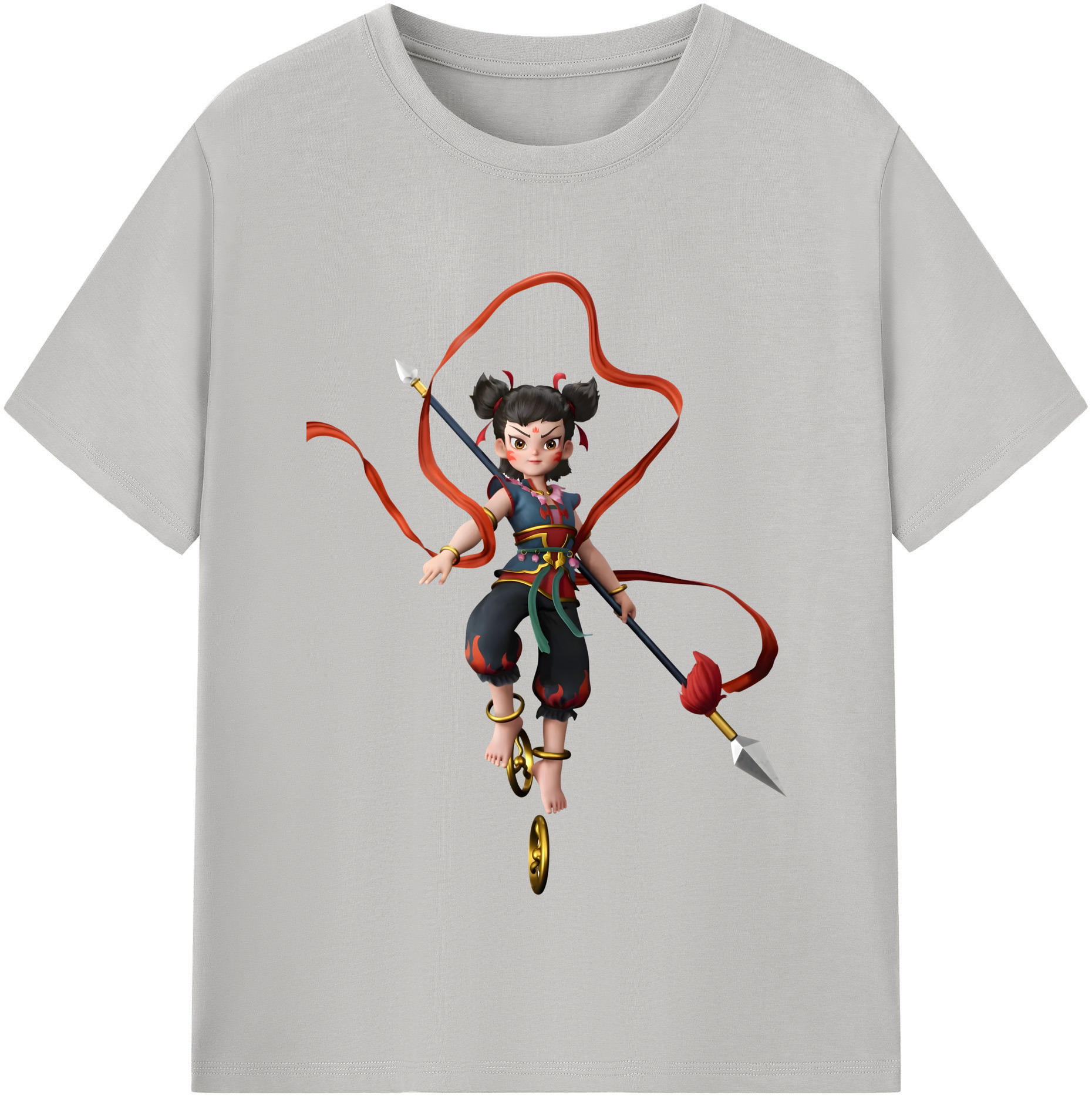 （画像用） Ne Zha 2 ナタ 魔童の大暴れ レディースカジュアルプリントTシャツ（綿100％）