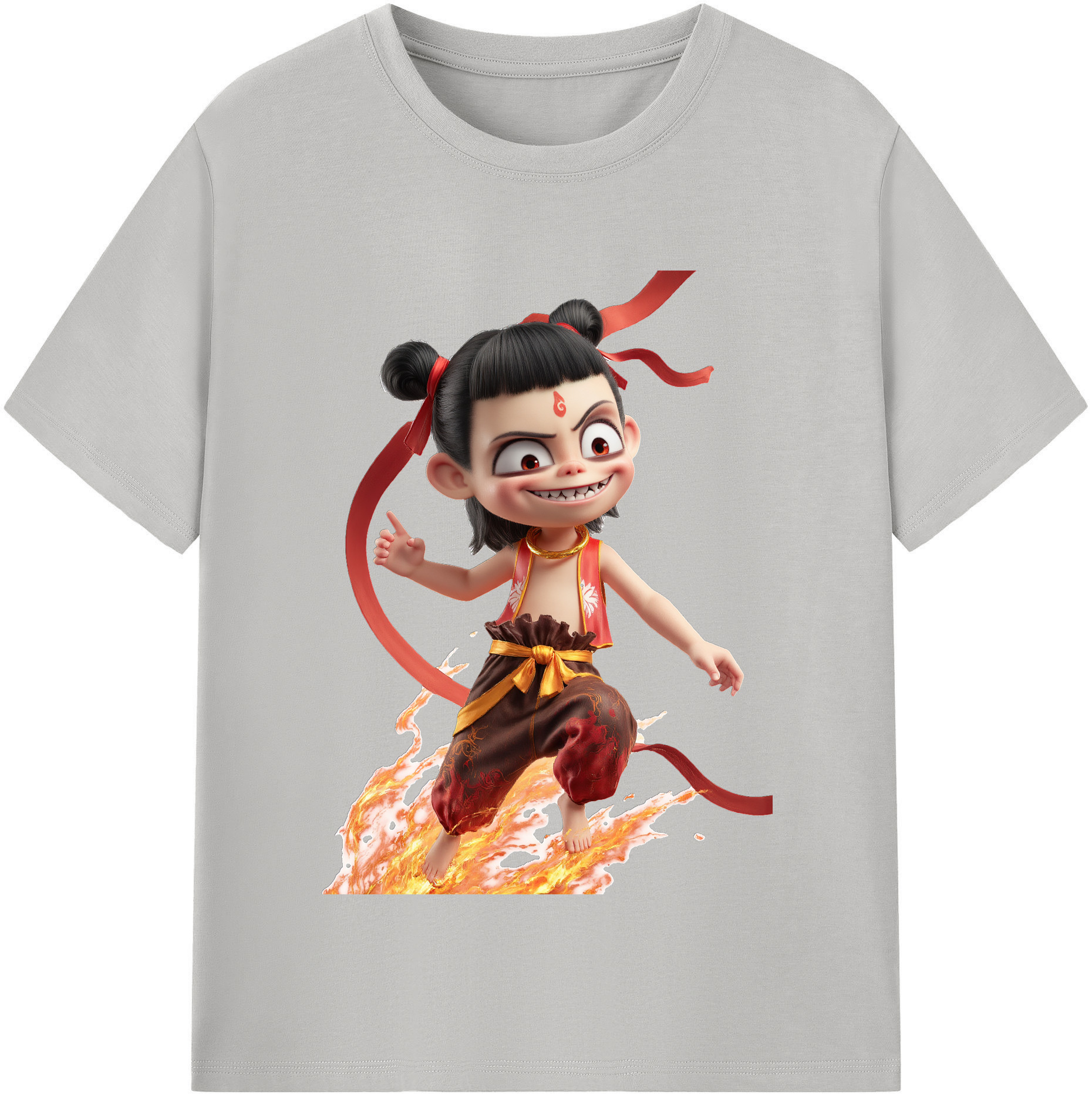 （画像用） Ne Zha 2 ナタ 魔童の大暴れ レディースカジュアルプリントTシャツ（綿100％）