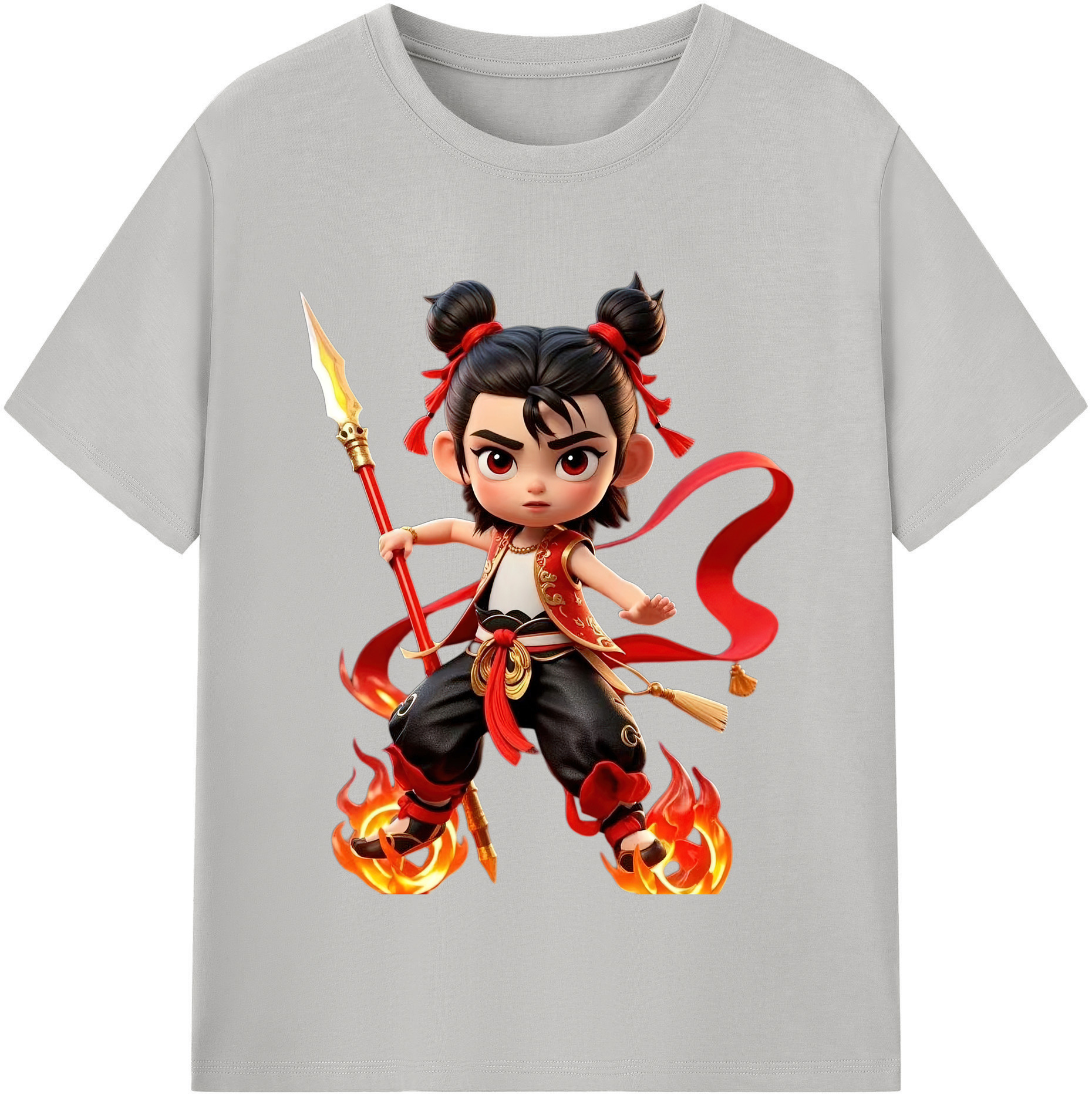 （画像用） Ne Zha 2 ナタ 魔童の大暴れ レディースカジュアルプリントTシャツ（綿100％）