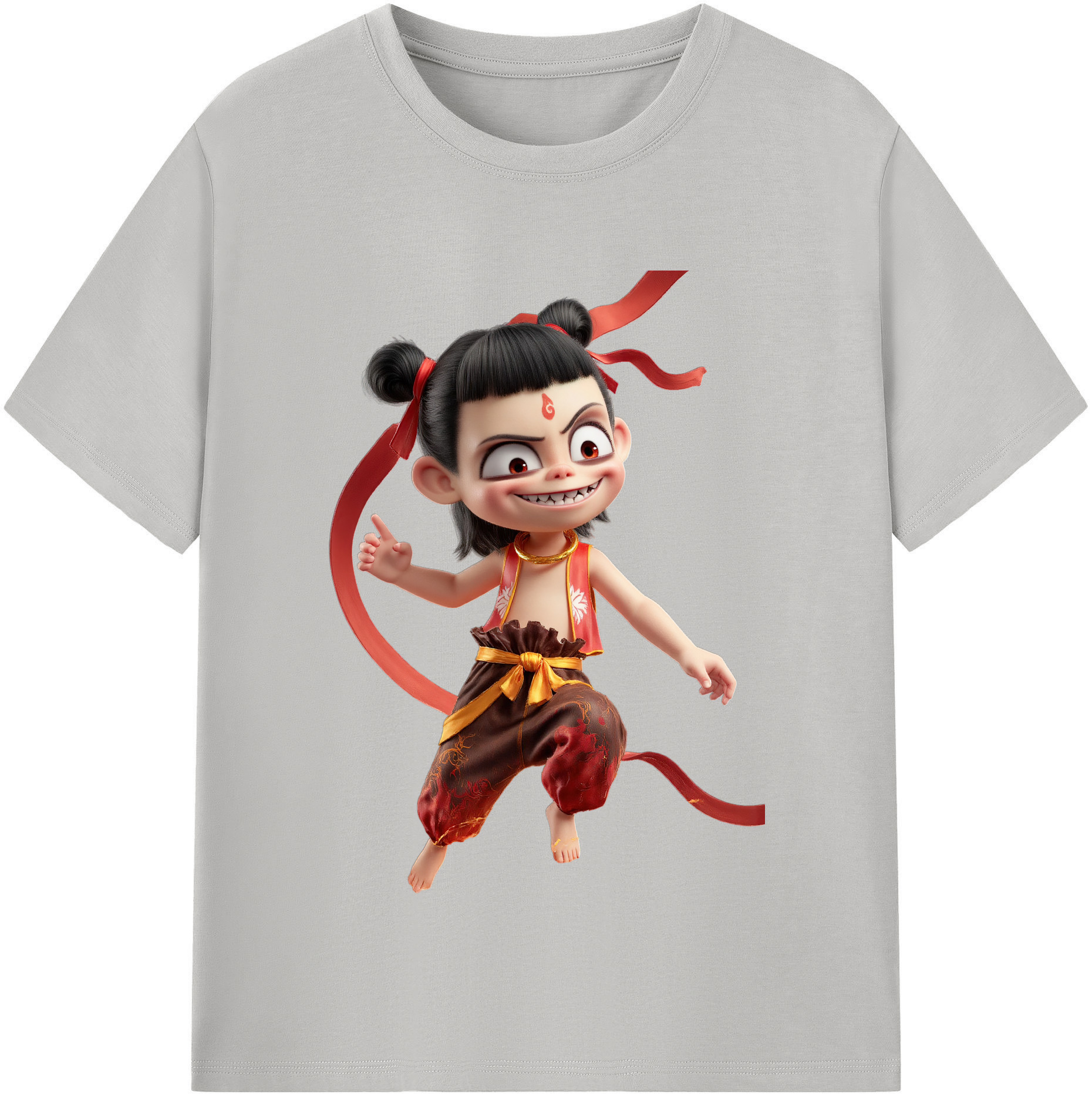 （画像用） Ne Zha 2 ナタ 魔童の大暴れ レディースカジュアルプリントTシャツ（綿100％）