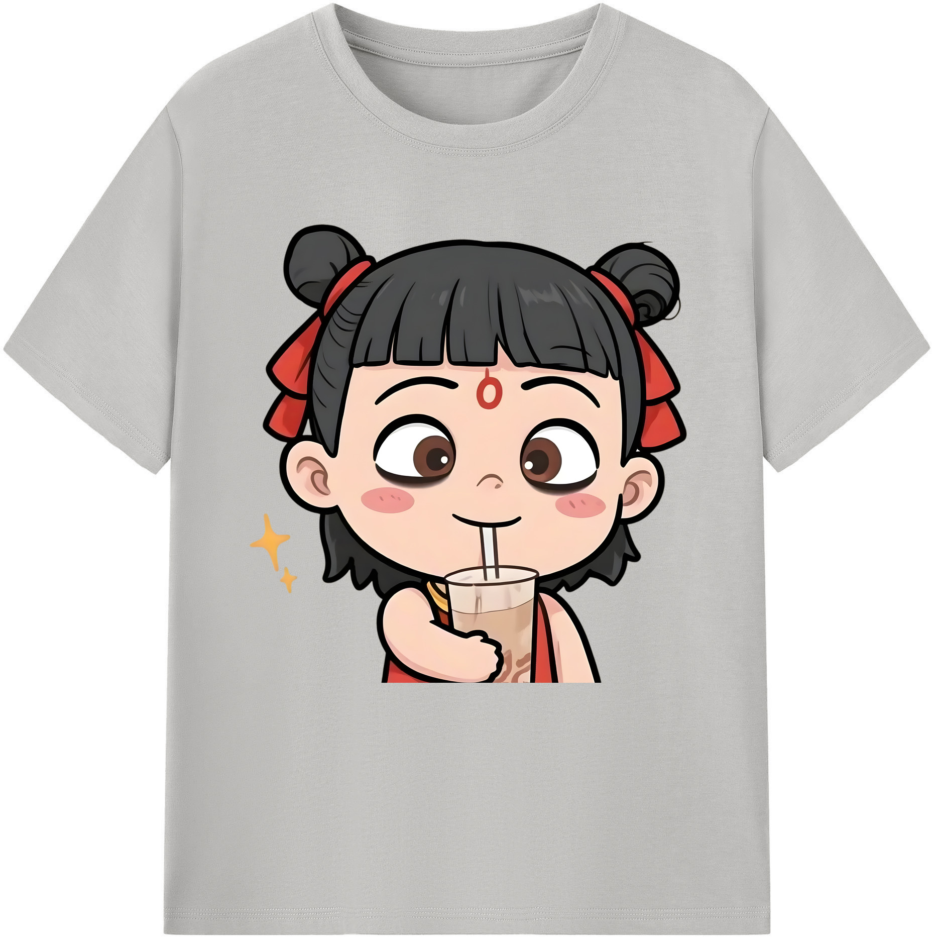 （画像用） Ne Zha 2 ナタ 魔童の大暴れ レディースカジュアルプリントTシャツ（綿100％）